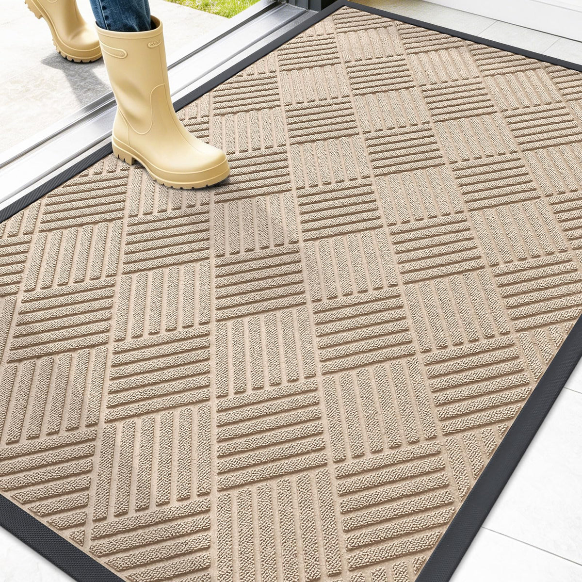 OLANLY Front Door Mat Outside Entrance, Waterproof Heavy-Duty Doormat