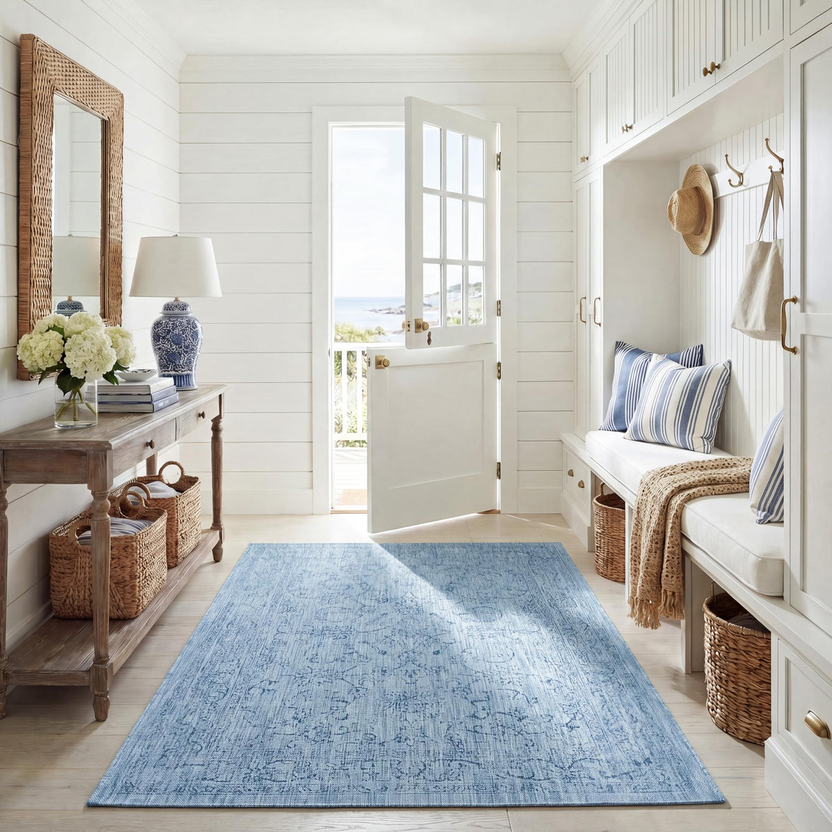 SAFAVIEH Courtyard Collection 8' x 10' Turquoise CY8680 Indoor/ Outside Waterproof Easy cleansingPatio Backyard Mudroom Area Mat
