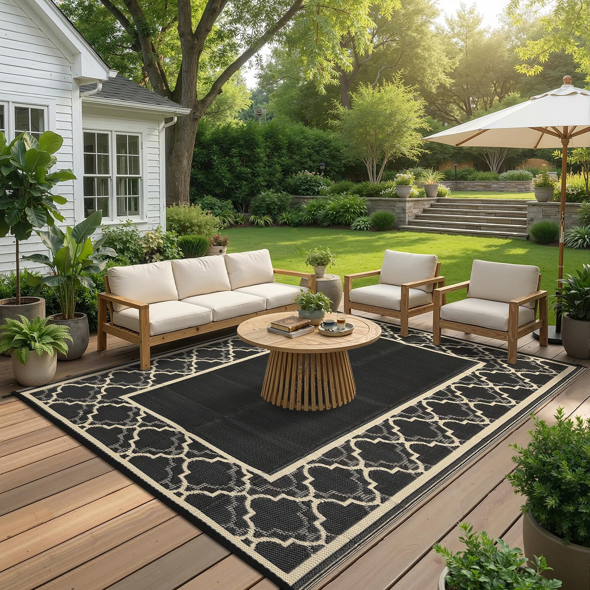 Garvee Reversible Outdoor Rug 6x9, Waterproof Outdoor Plastic Rug, Porch