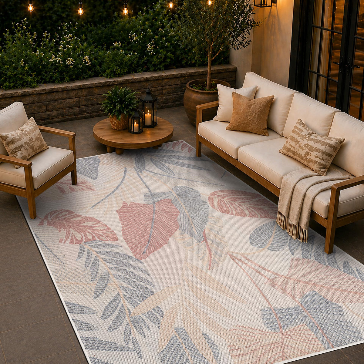 Loom&Crate Washable Indoor Outdoor Area Rug 12x15, Patio Rug, Red Orven
