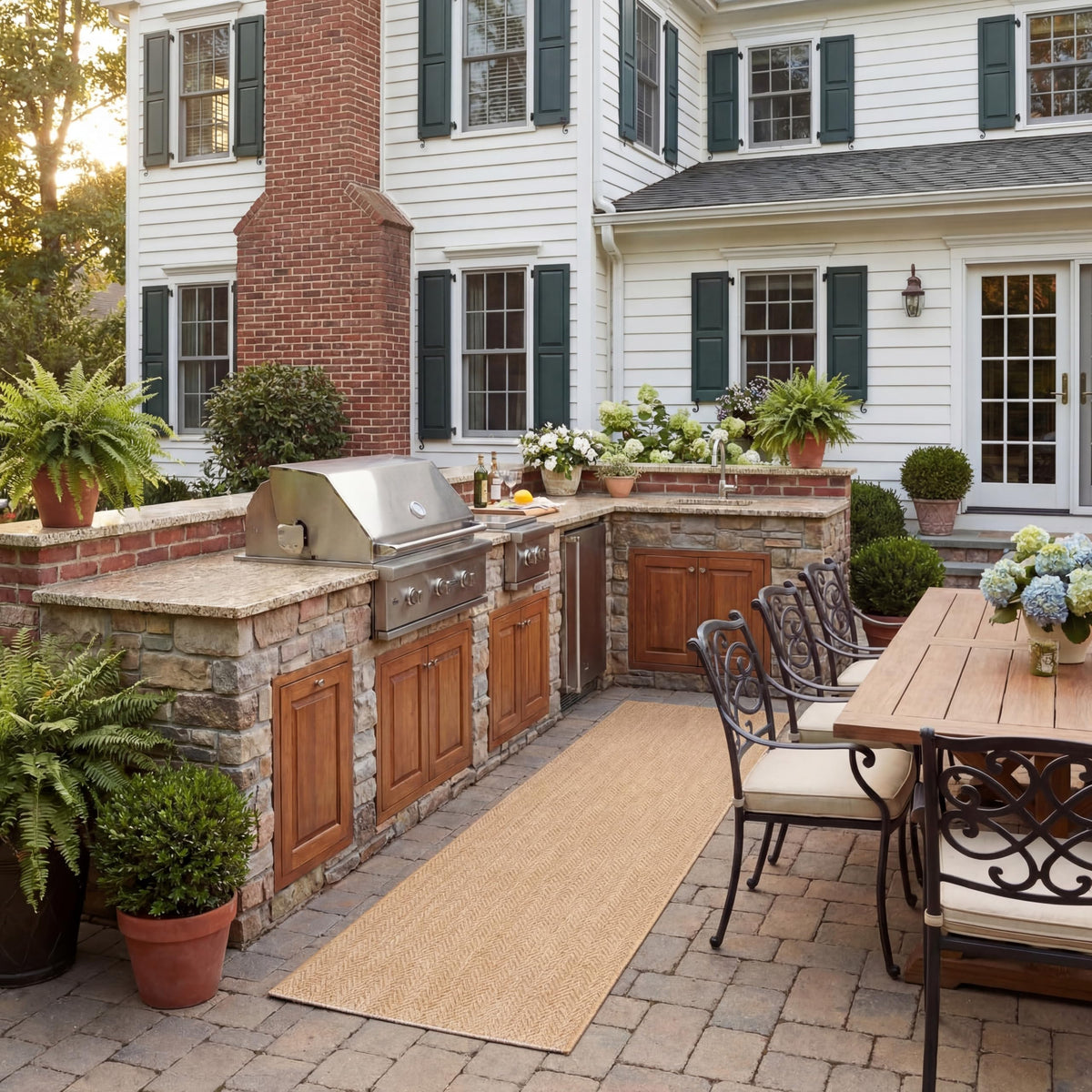 SAFAVIEH Courtyard Outdoor Area Rug 5'3"x7'7", Natural & Cream CY8022-03012
