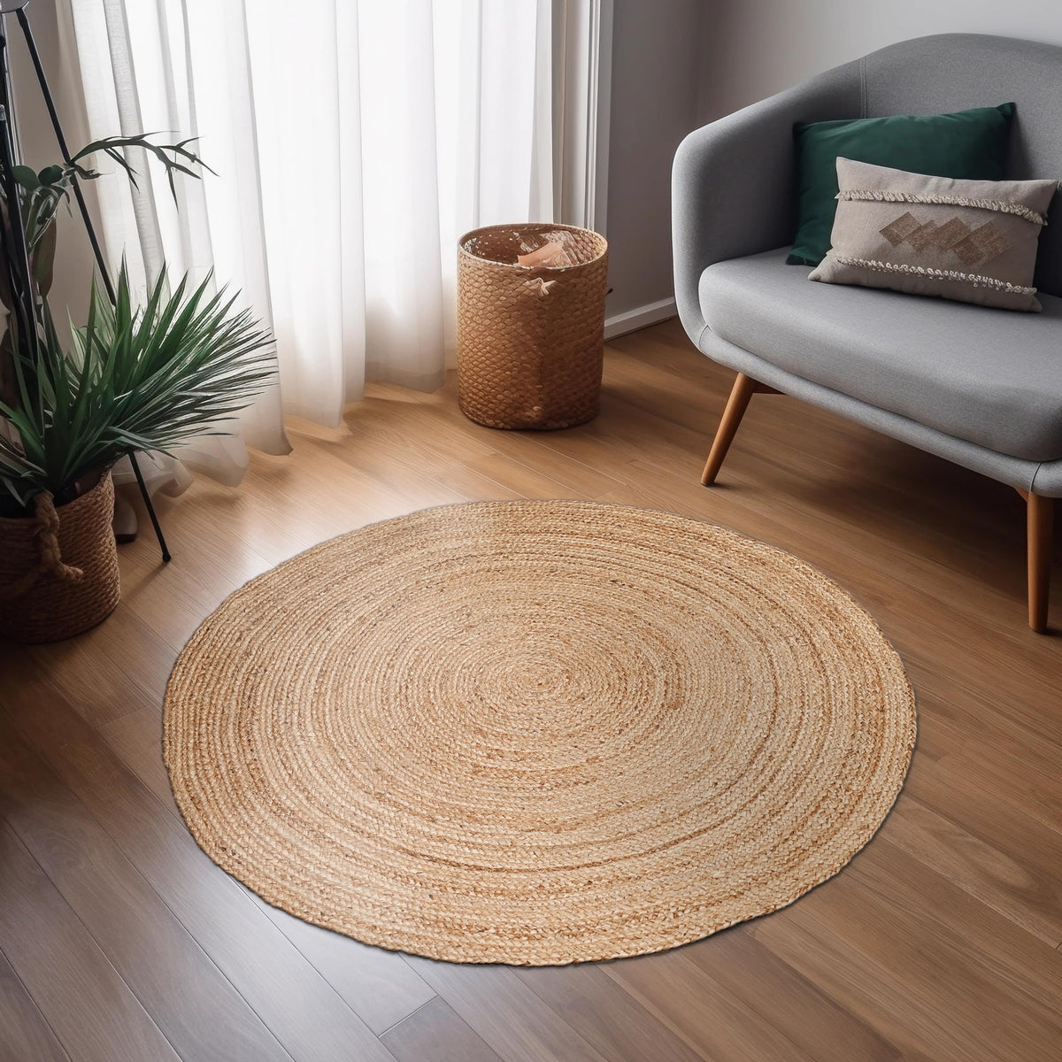Hausattire Jute Braided Woven Kitchen Rug 2x3 Feet - Natural