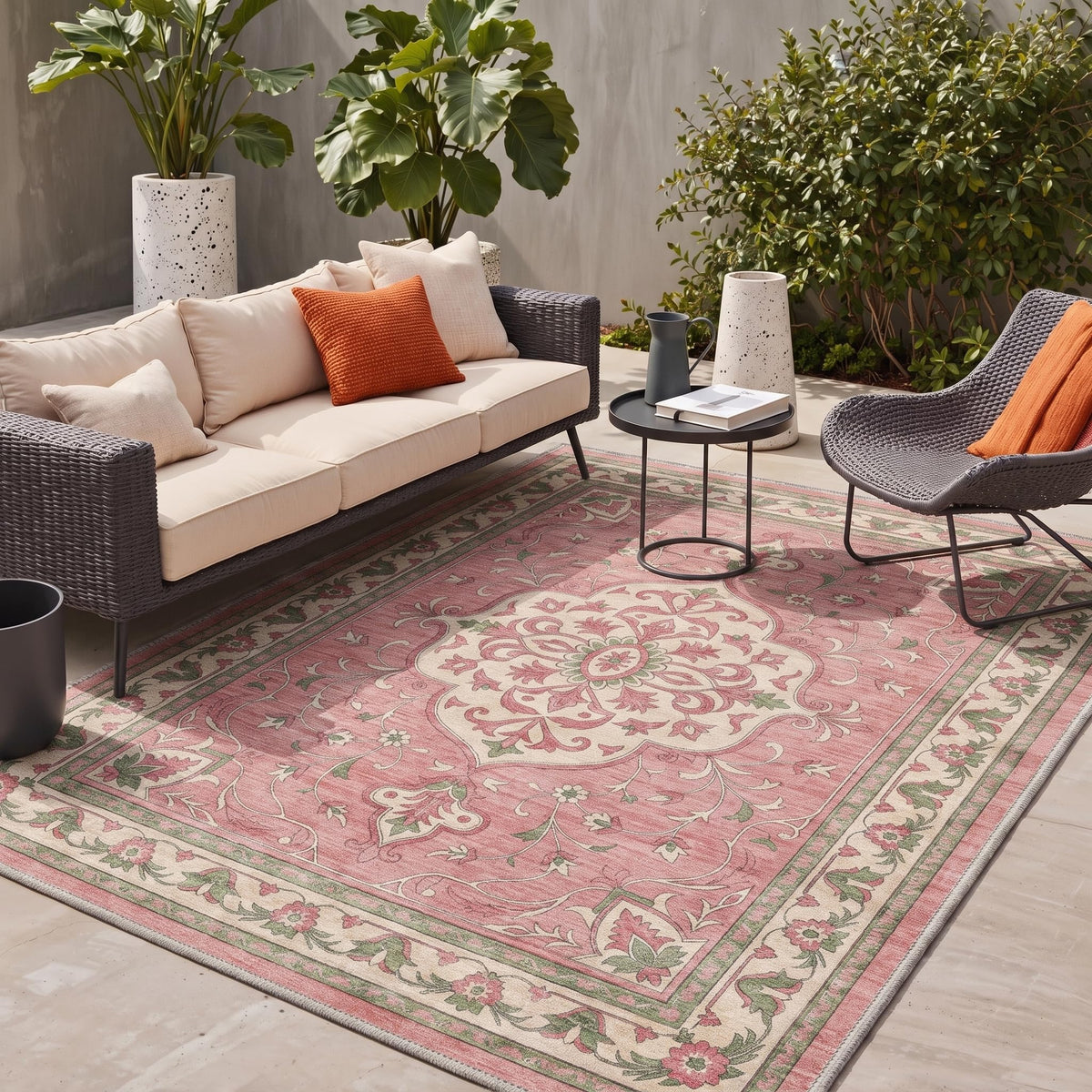 GENIMO 5x8 Outdoor Rug, Washable for Patio and Deck, Light Blue