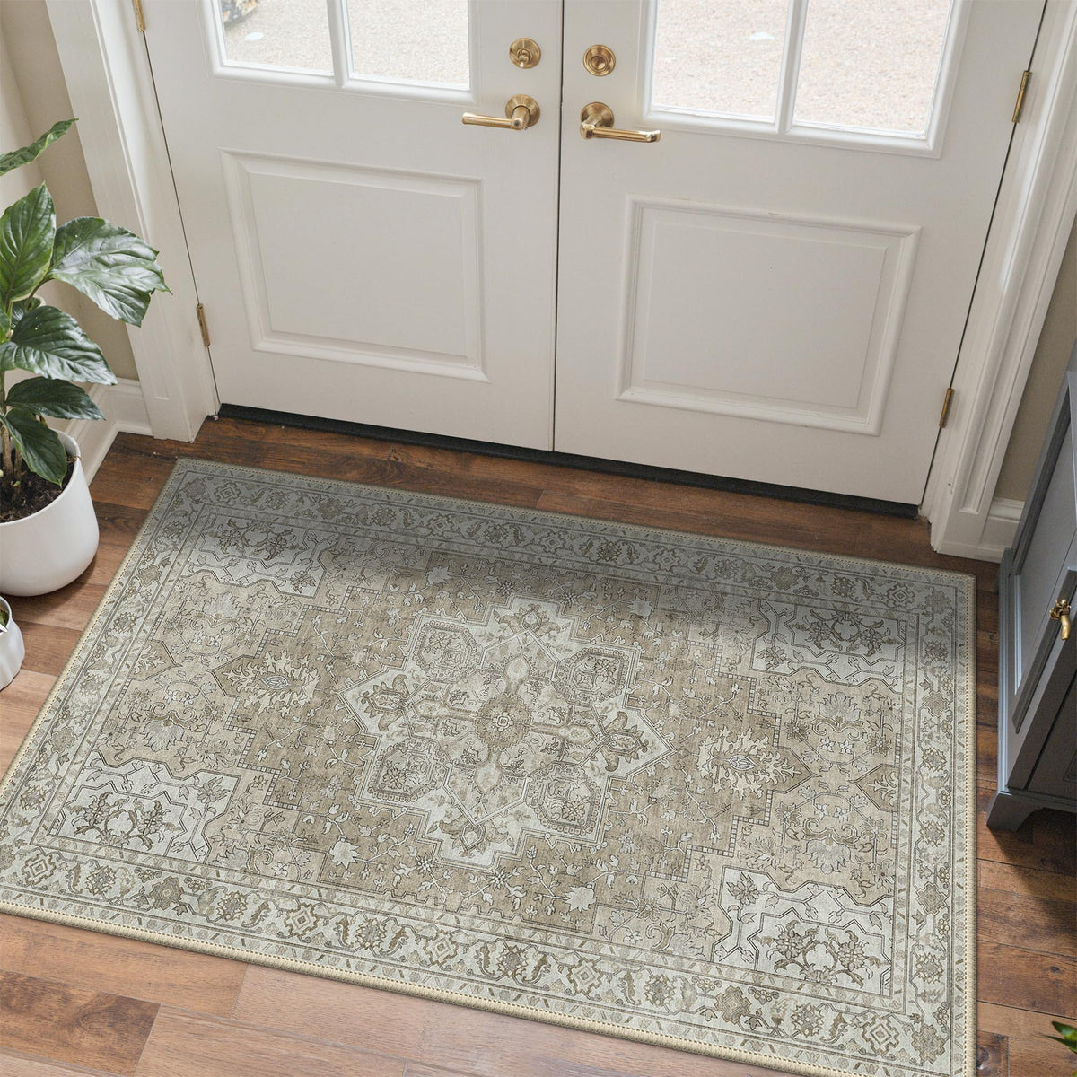 GENIMO 5x8 Outdoor Rug, Washable for Patio and Deck, Light Blue