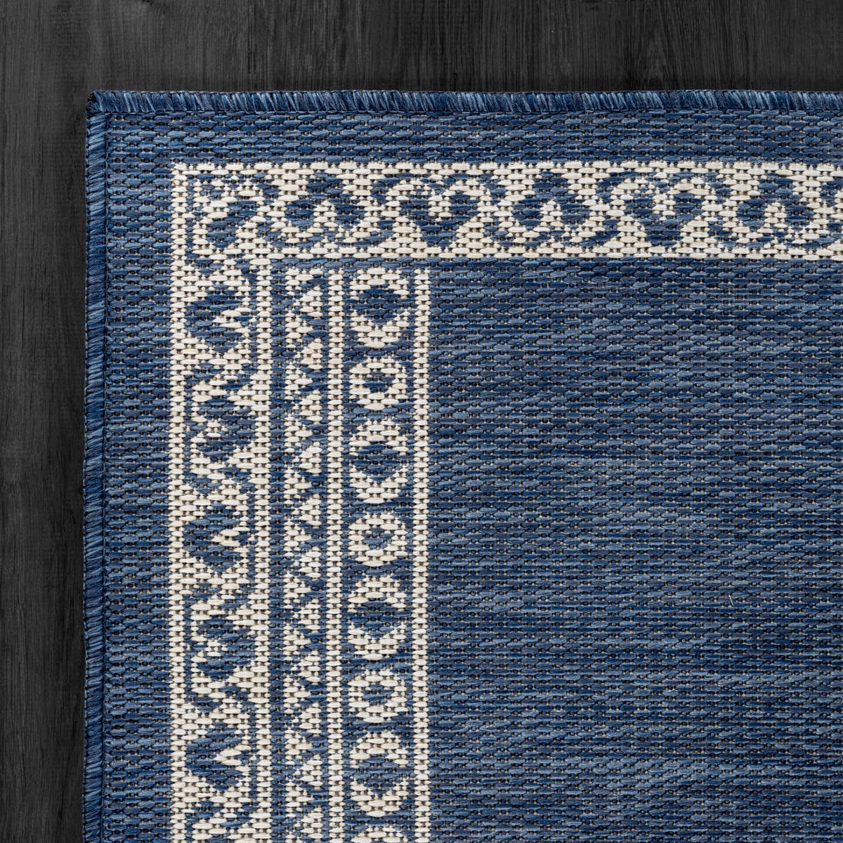 Washable Outdoor Rug 8x10 Modern Area Rugs Outdoor Carpets Bordered Pattern Non Shedding Waterproof Easy Clean Patio Deck Porch Living Room Bedroom Garden RV (8 X 10 Blue)