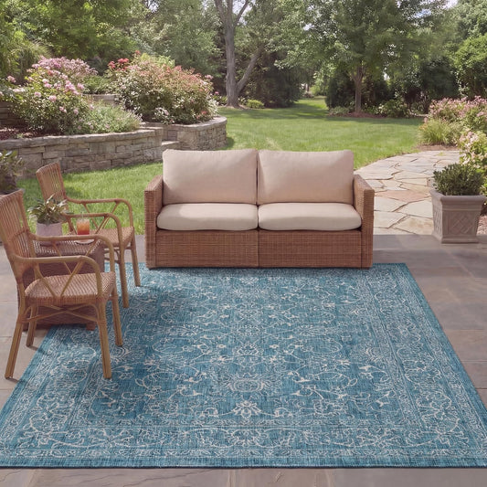 SAFAVIEH Courtyard Collection 8' x 10' Turquoise CY8680 Indoor/ Outside Waterproof Easy cleansingPatio Backyard Mudroom Area Mat
