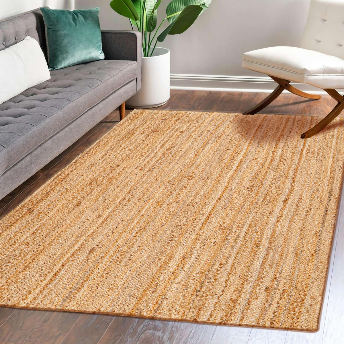 Hausattire Jute Braided Woven Kitchen Rug 2x3 Feet - Natural