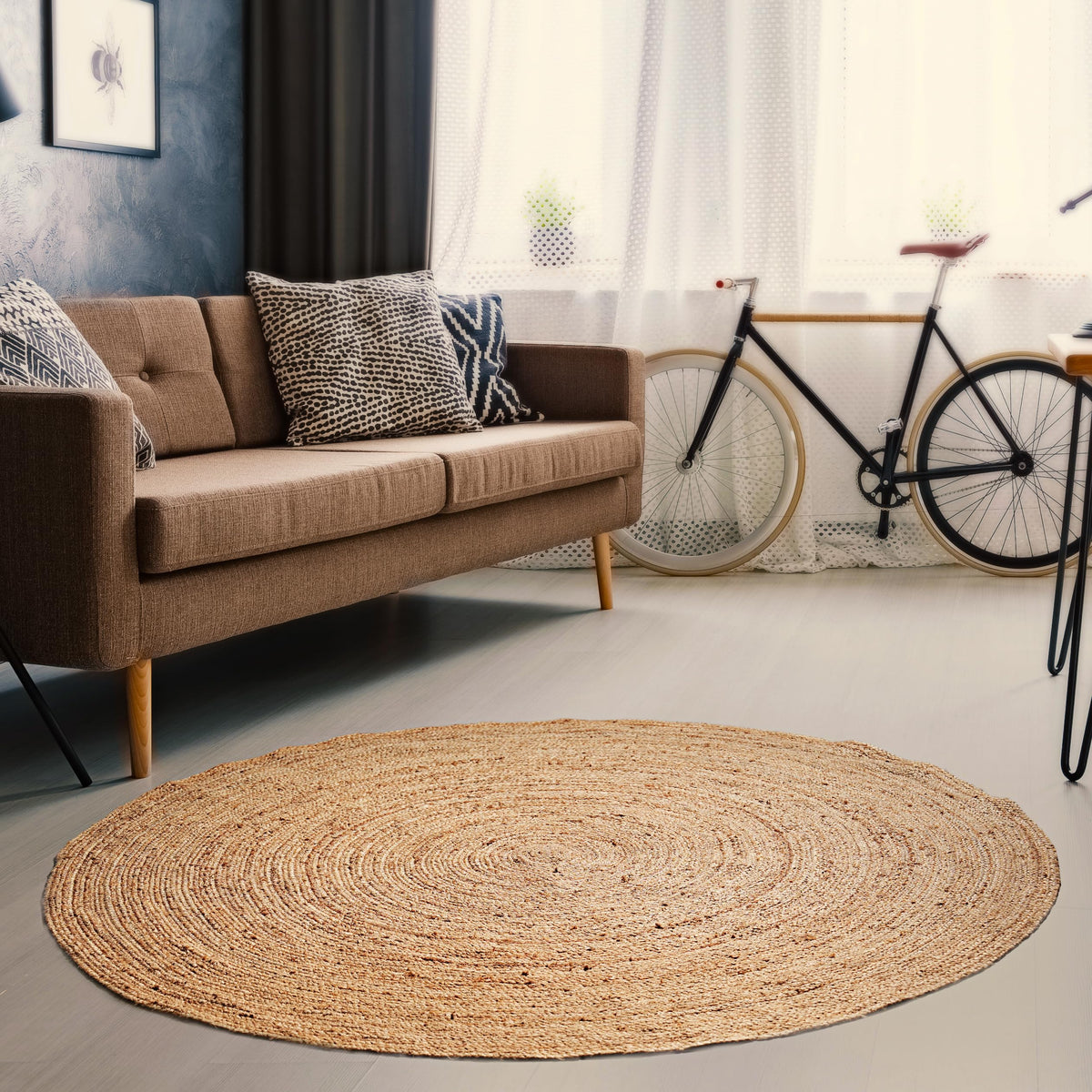 Hausattire Jute Braided Woven Kitchen Rug 2x3 Feet - Natural