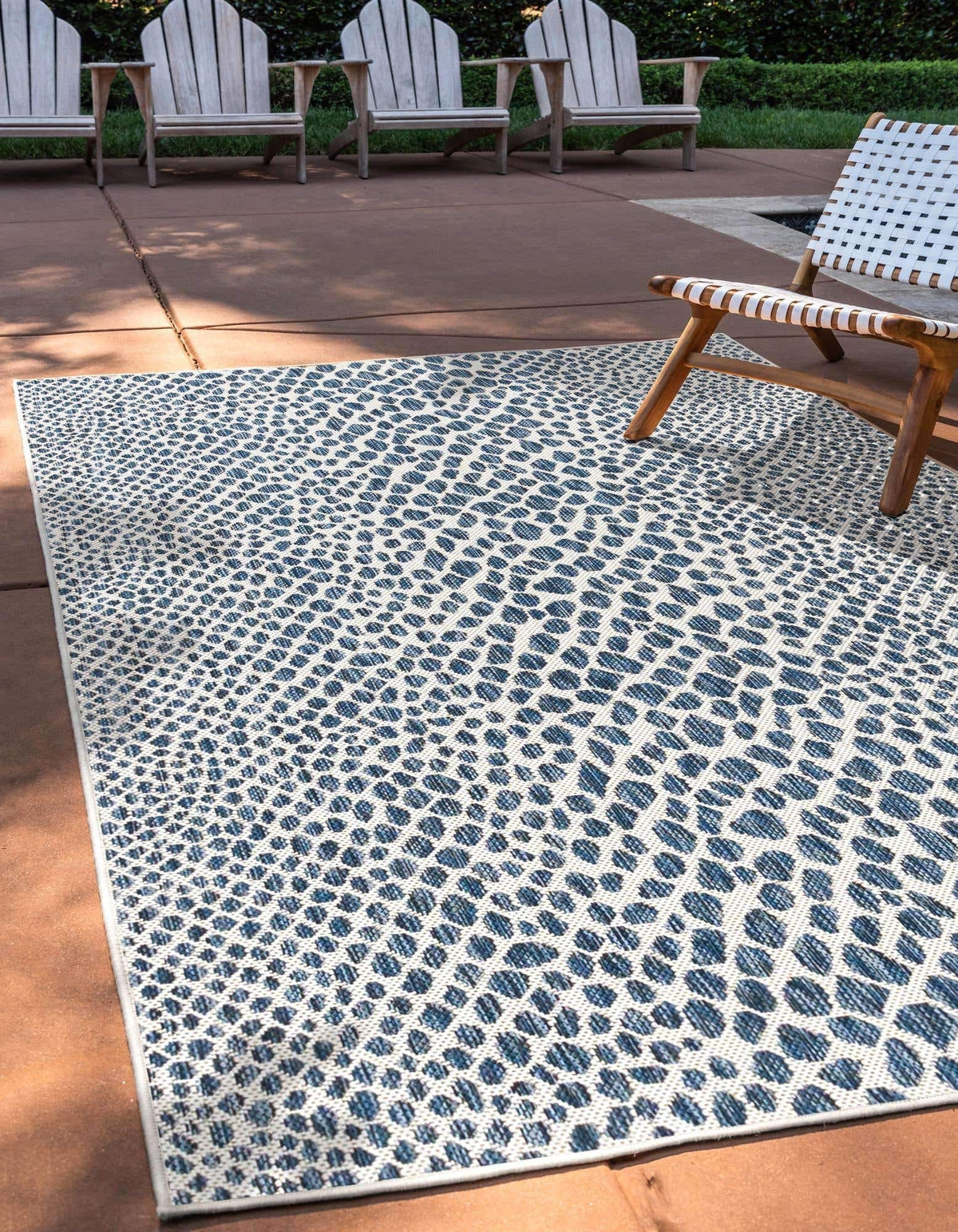 Unique Loom Outdoor Collection Area Rug - Cape Town (9' x 12' Rectangle, Blue/Ivory)