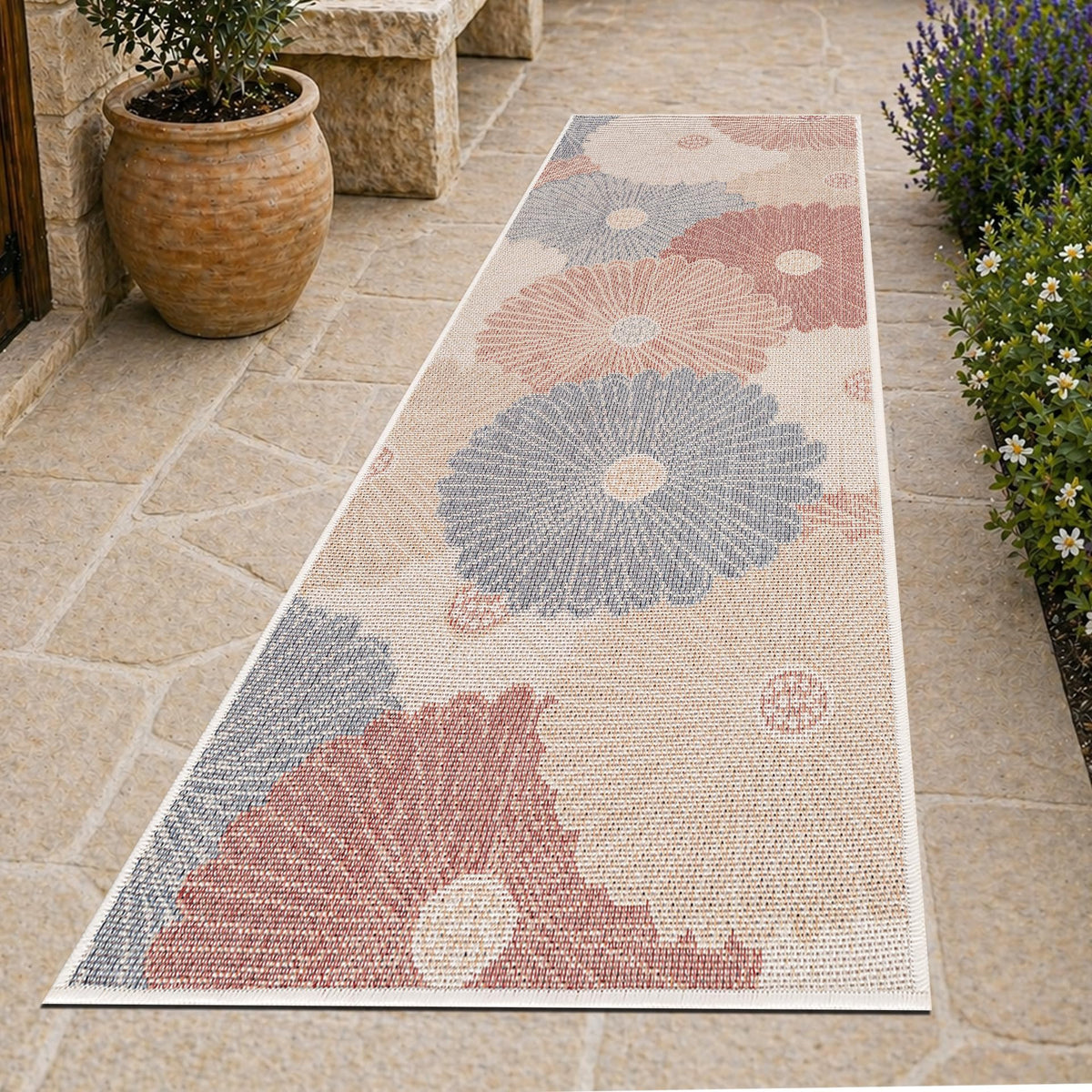 Loom&Crate Washable Indoor Outdoor Area Rug 12x15, Patio Rug, Red Orven