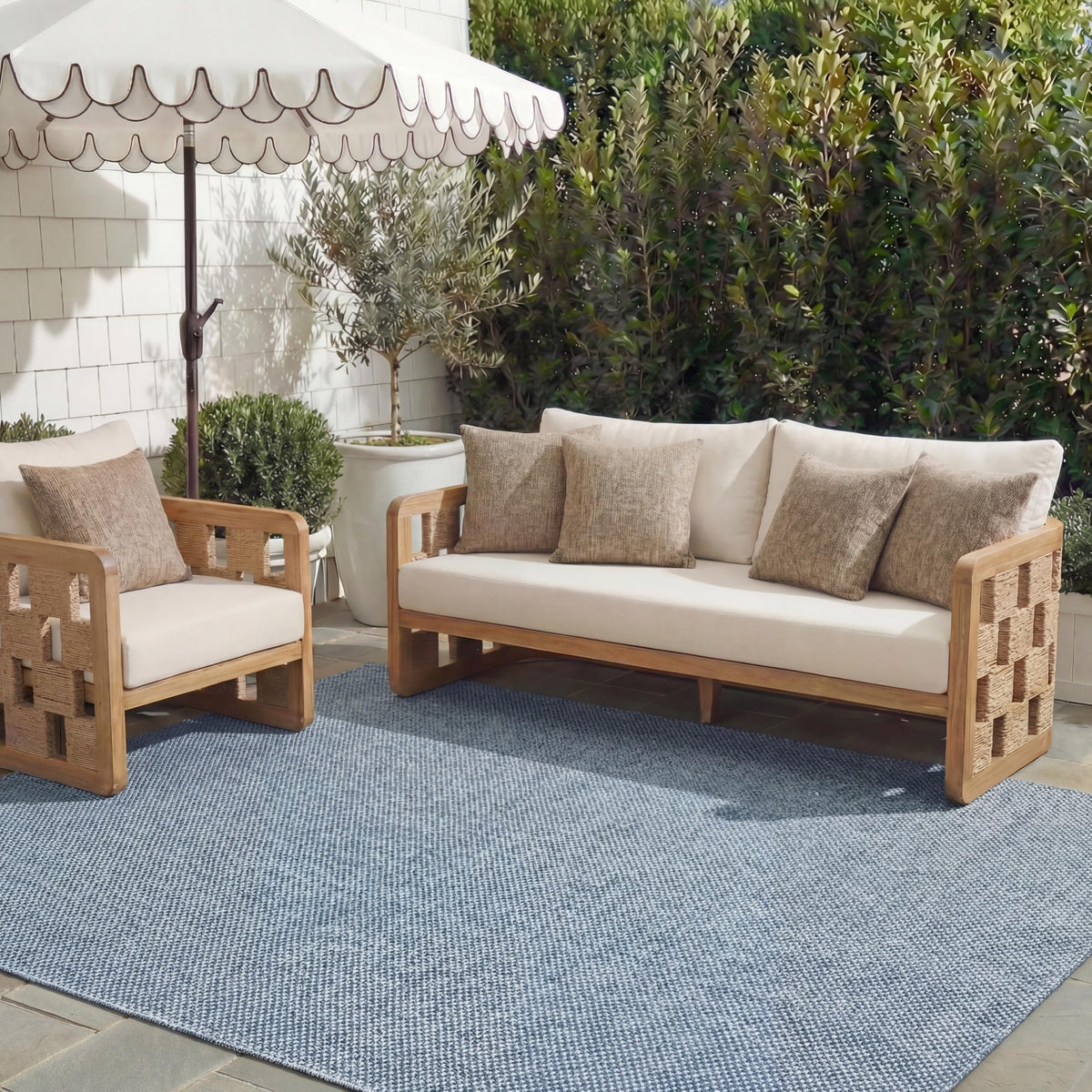 SAFAVIEH Washable Rug Outdoor Courtyard Collection - 8' x 10', Natural & Cream, Non-Shedding & Easy Cleaning, Ideal for Patio, Backyard, Mudroom, DIning Space (CY8521-03012)