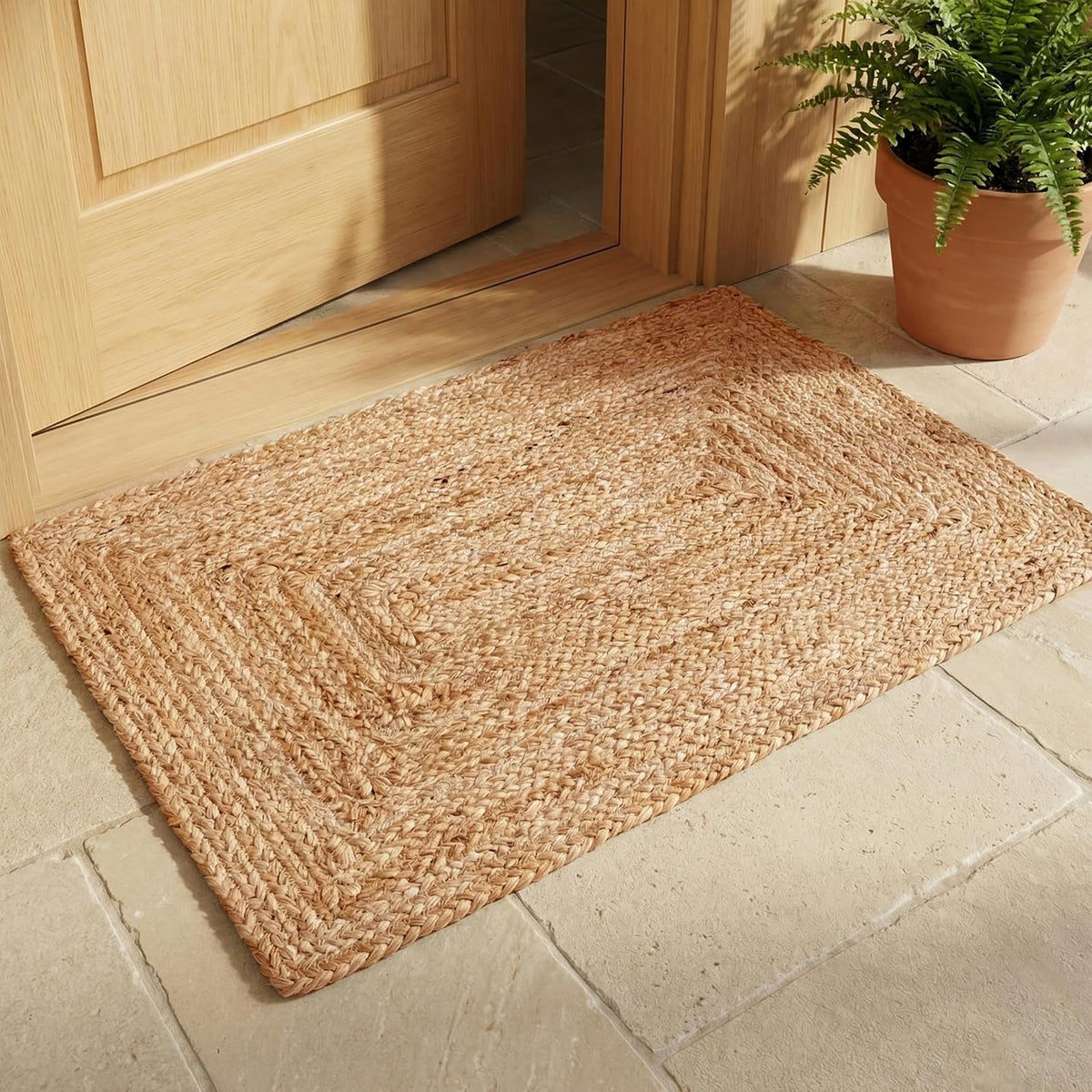 Hausattire Jute Braided Woven Kitchen Rug 2x3 Feet - Natural