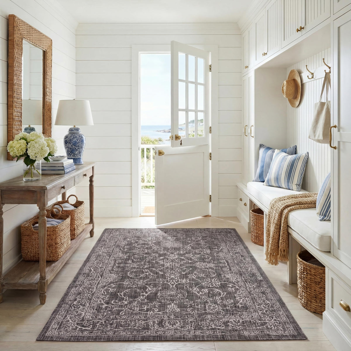 SAFAVIEH Courtyard Collection 8' x 10' Turquoise CY8680 Indoor/ Outside Waterproof Easy cleansingPatio Backyard Mudroom Area Mat
