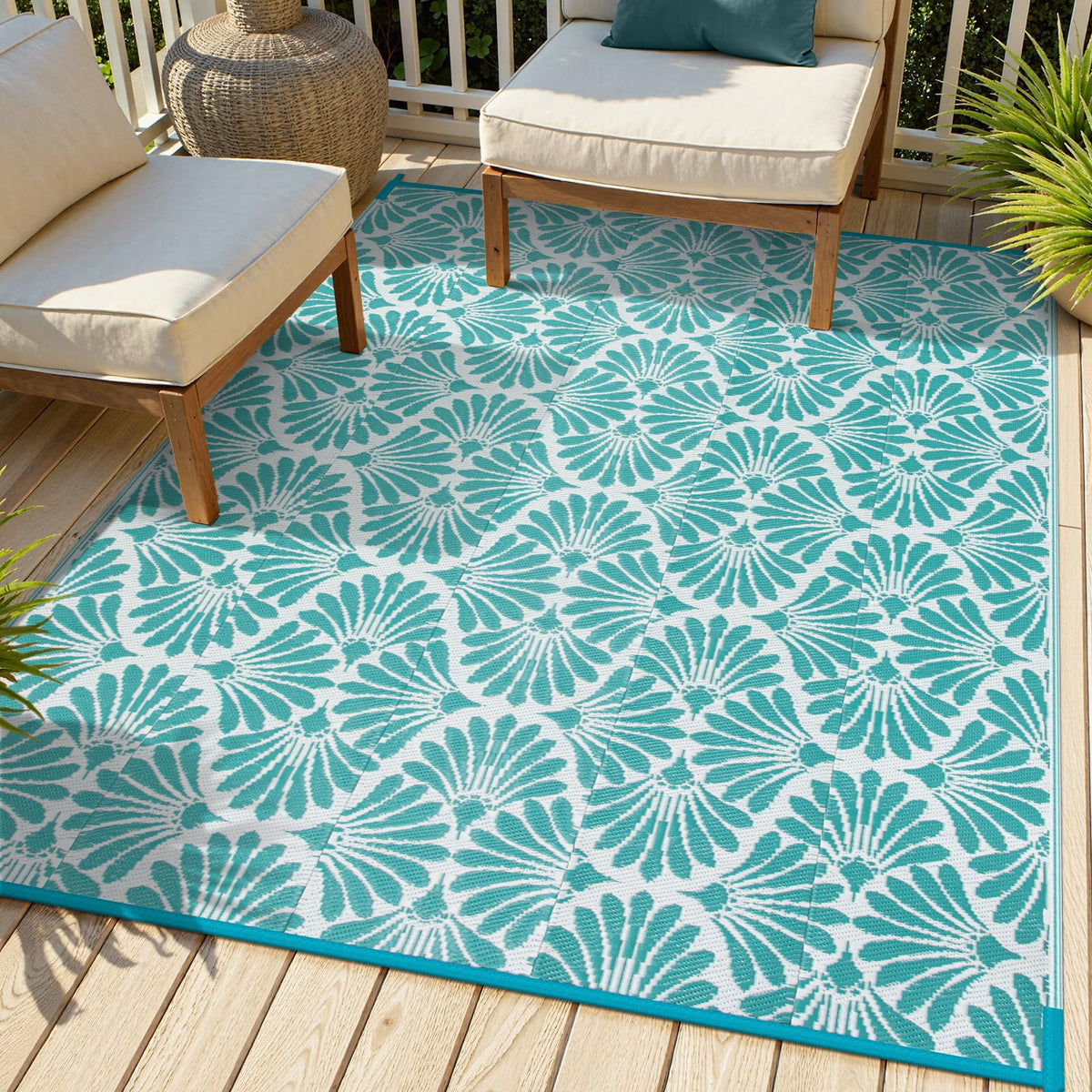 Lahome Extra Large Outdoor Rug 8x10 Patio Waterproof,Reversible Camping Rug
