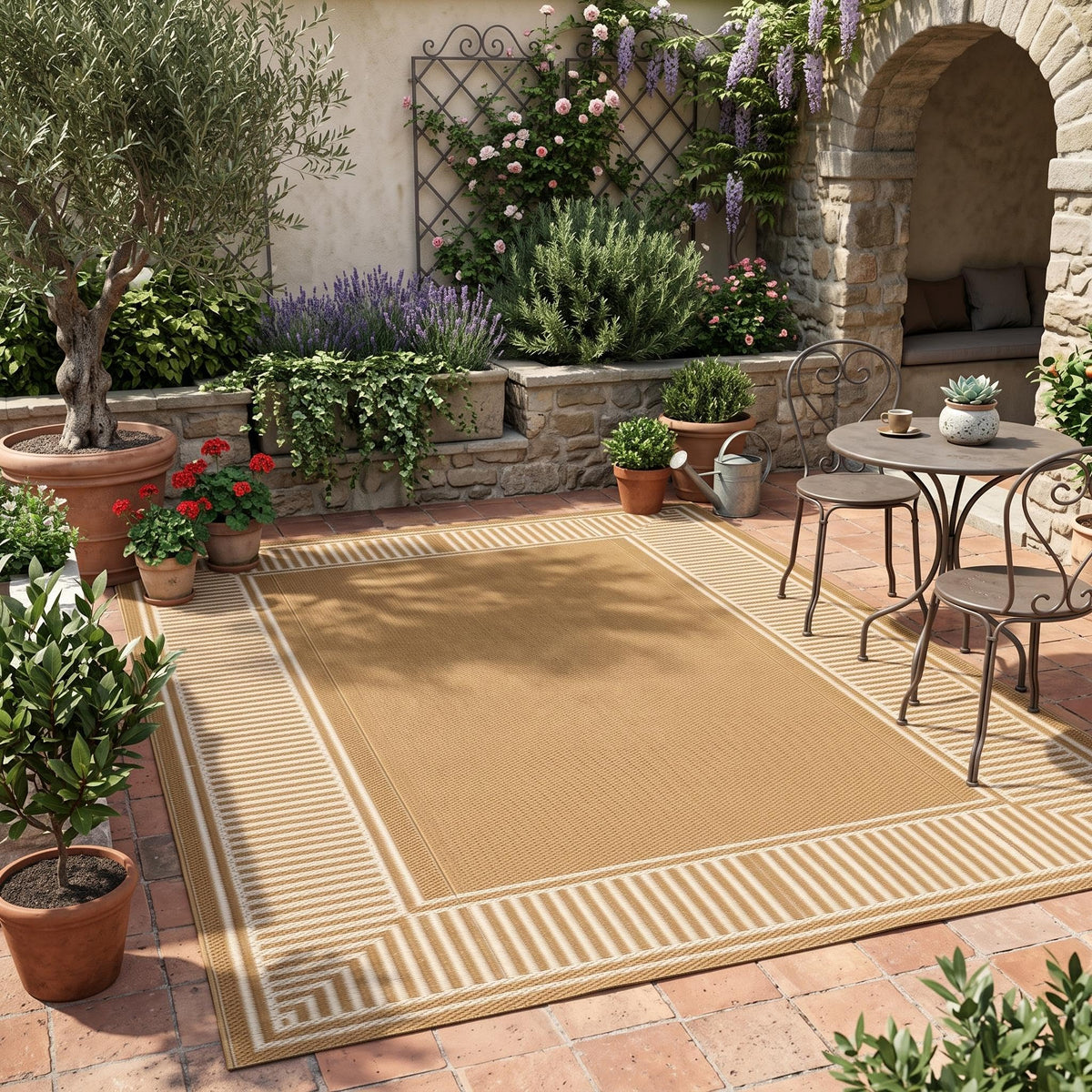 Garvee 9x12 Outdoor Patio Rug Plastic Straw Rug Waterproof Panel Grey Brown