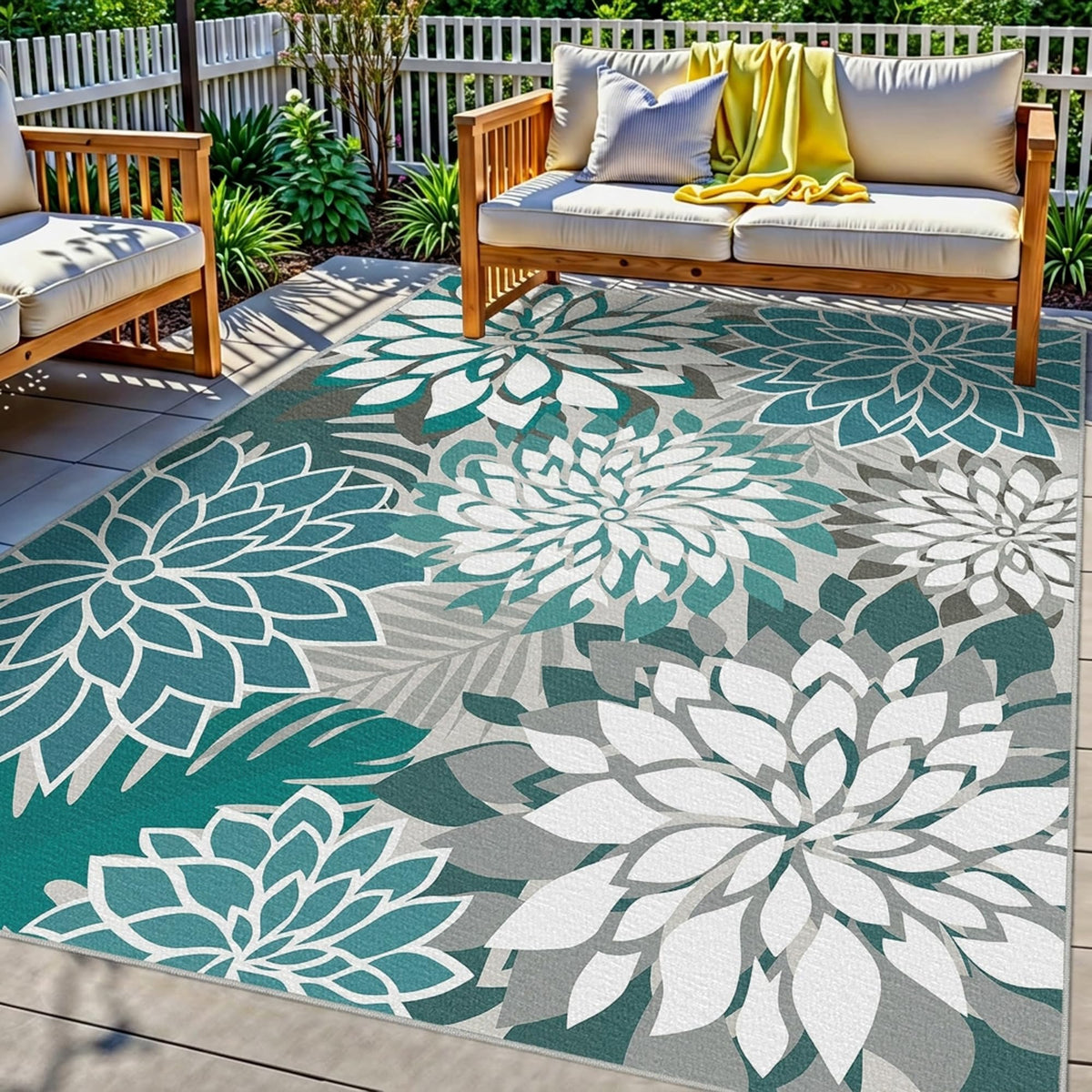 Arenarug Outdoor Rug Waterproof, Washable Patio Rug for Deck, 5x8, Colorful