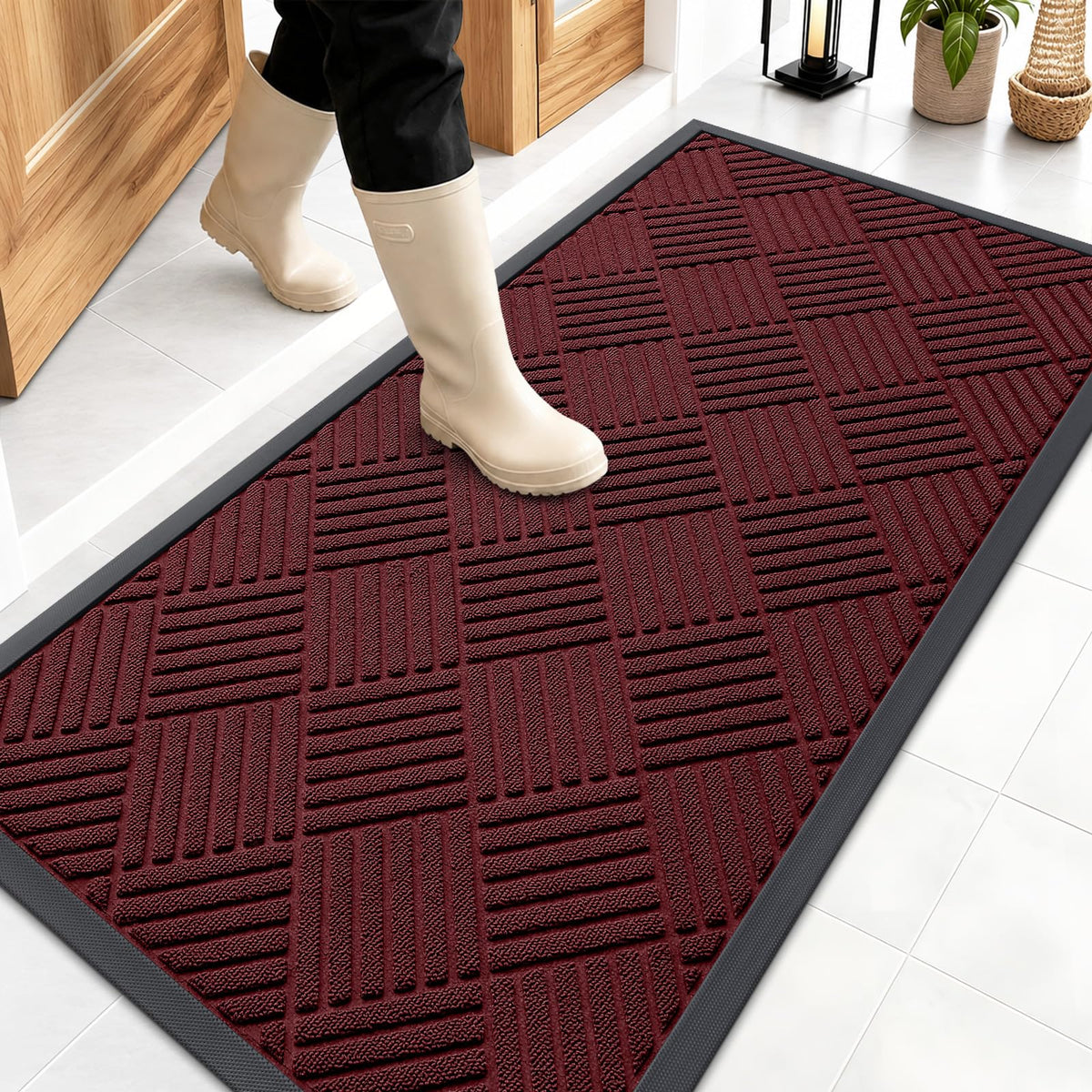 OLANLY Front Door Mat Outside Entrance, Waterproof Heavy-Duty Doormat