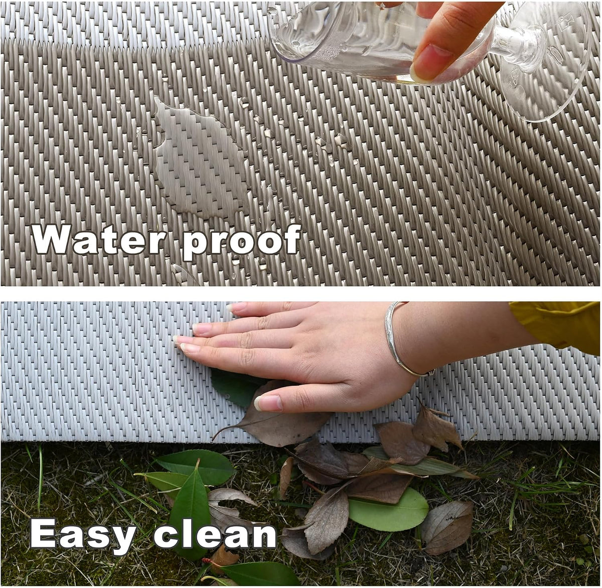 RURALITY Outdoor Rugs 8'x10' Waterproof for Patios Clearance,Plastic Straw Mats for RV, Camping,Backyard,Porch,Deck,Balcony,Reversible,Geometric