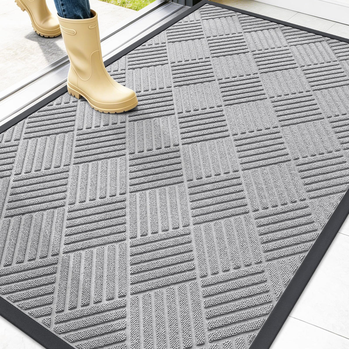 OLANLY Front Door Mat Outside Entrance, Waterproof Heavy-Duty Doormat