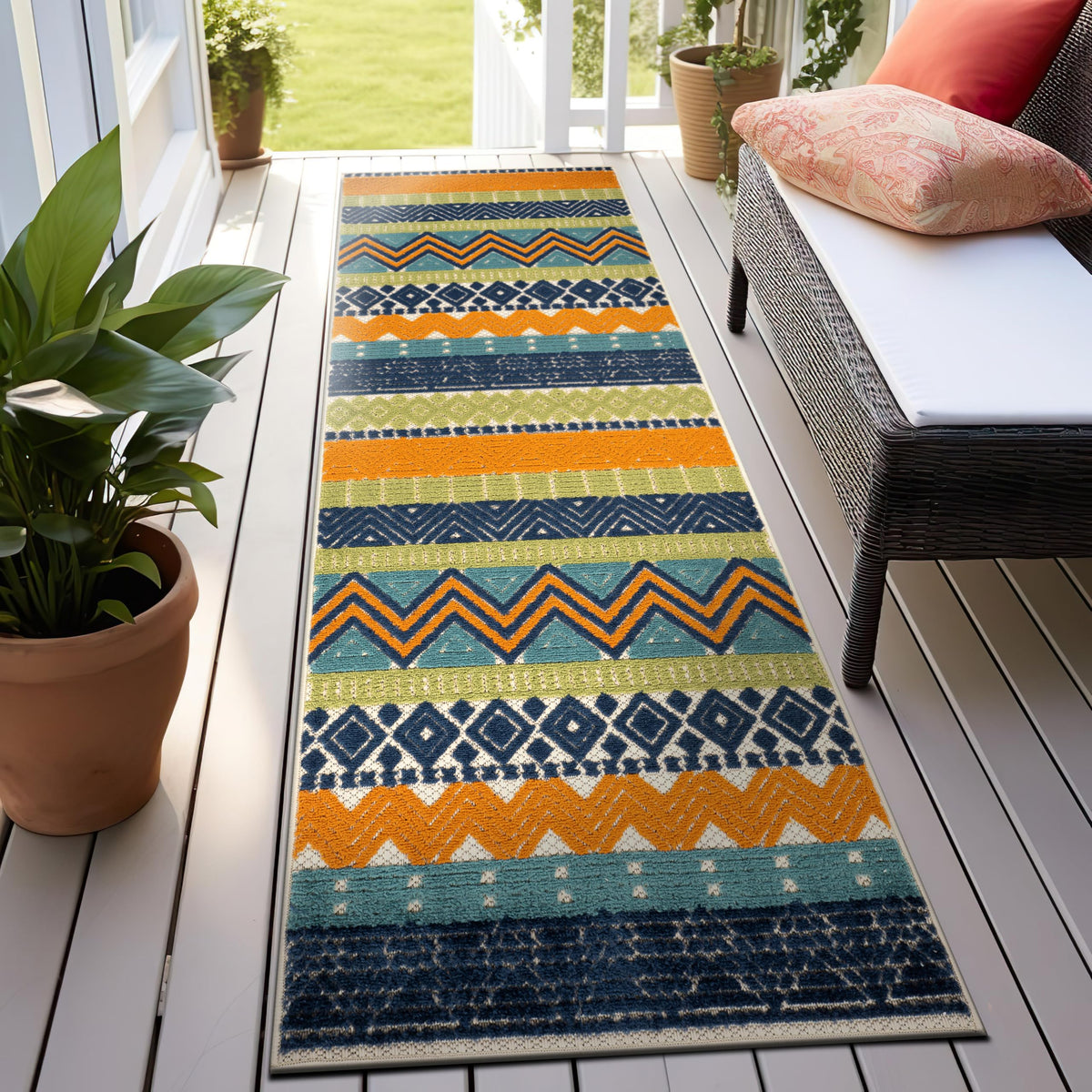 Rugshop Marbella Indoor/Outdoor Contemporary Boho Area Rug Gray 7'10" x 10'