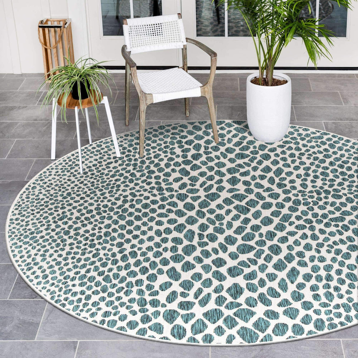 Unique Loom Outdoor Collection Area Rug - Cape Town (9' x 12' Rectangle, Blue/Ivory)