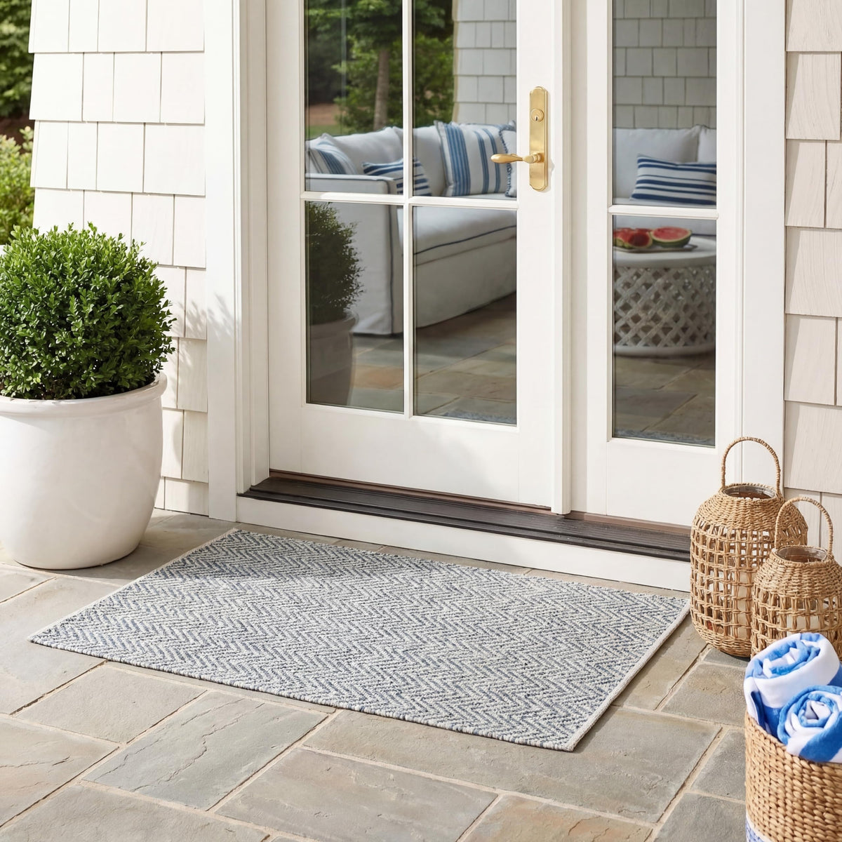 SAFAVIEH Courtyard Outdoor Area Rug 5'3"x7'7", Natural & Cream CY8022-03012