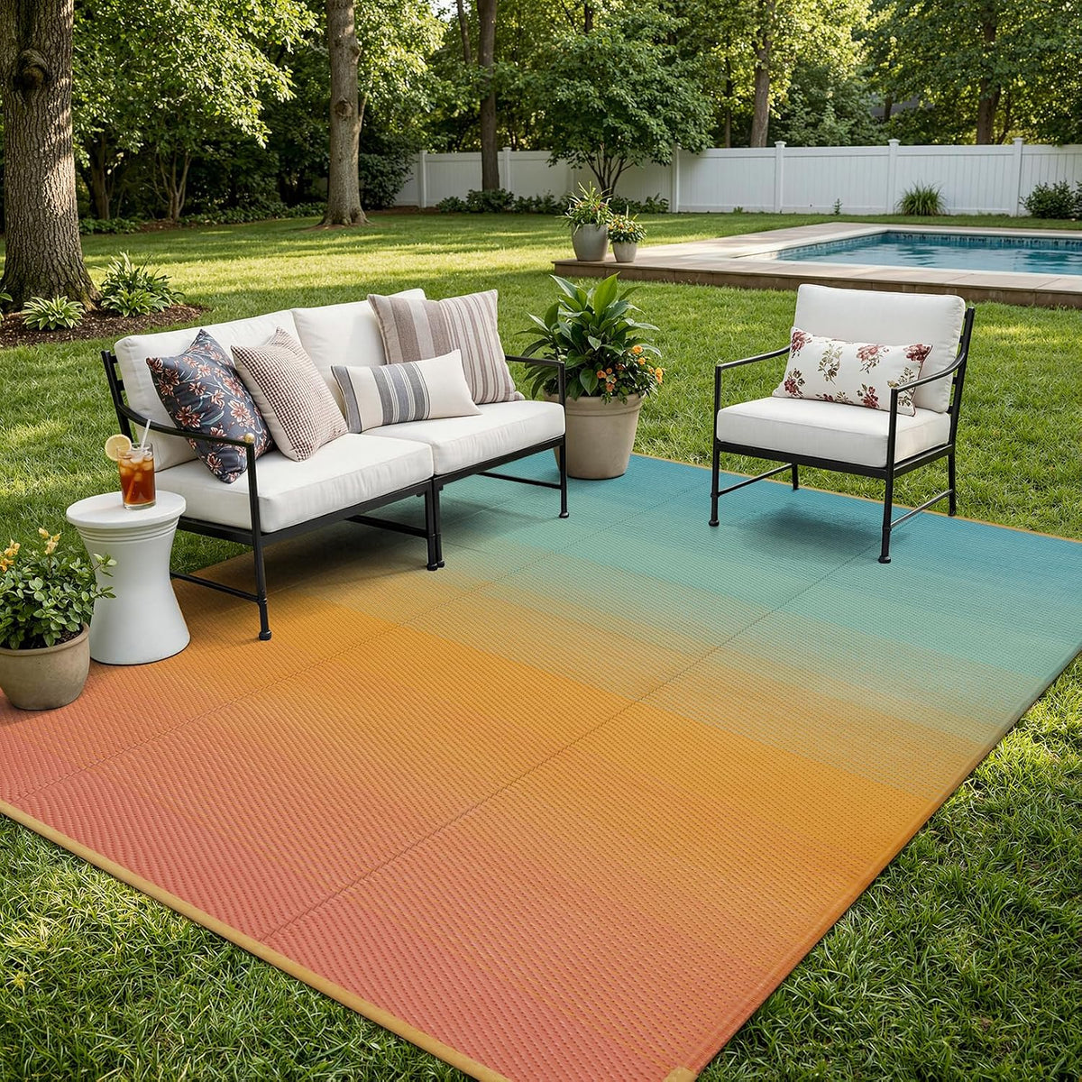 Lahome Extra Large Outdoor Rug 8x10 Patio Waterproof,Reversible Camping Rug