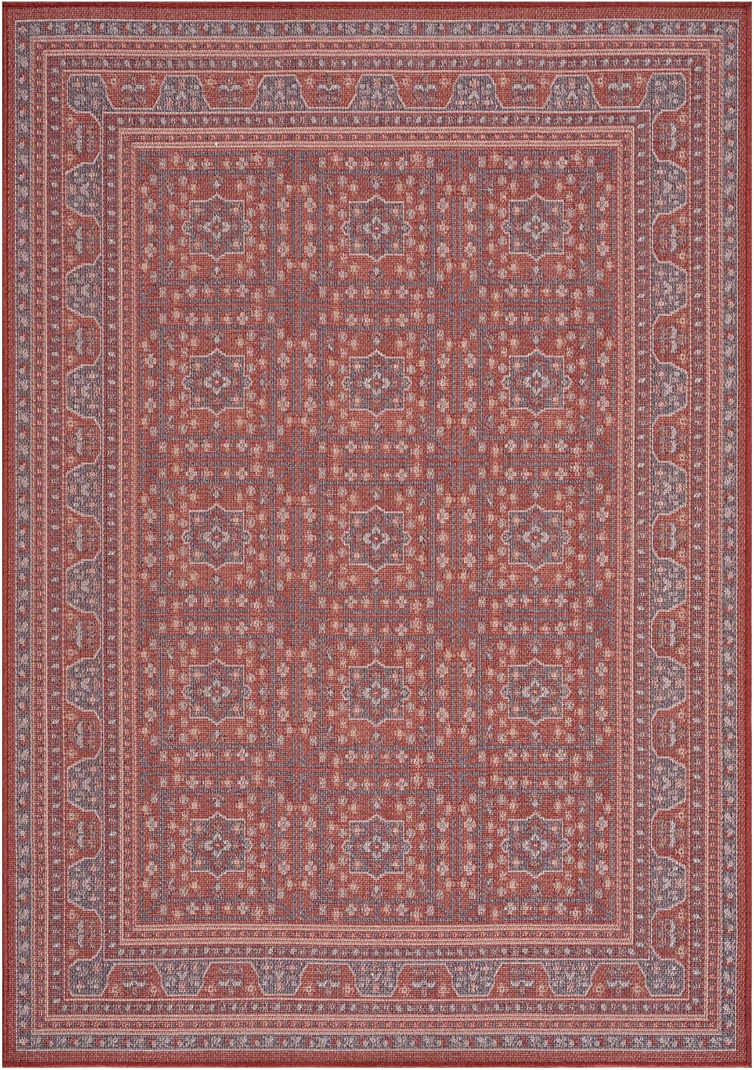 Loom&Crate Washable Indoor Outdoor Area Rug 12x15, Patio Rug, Red Orven