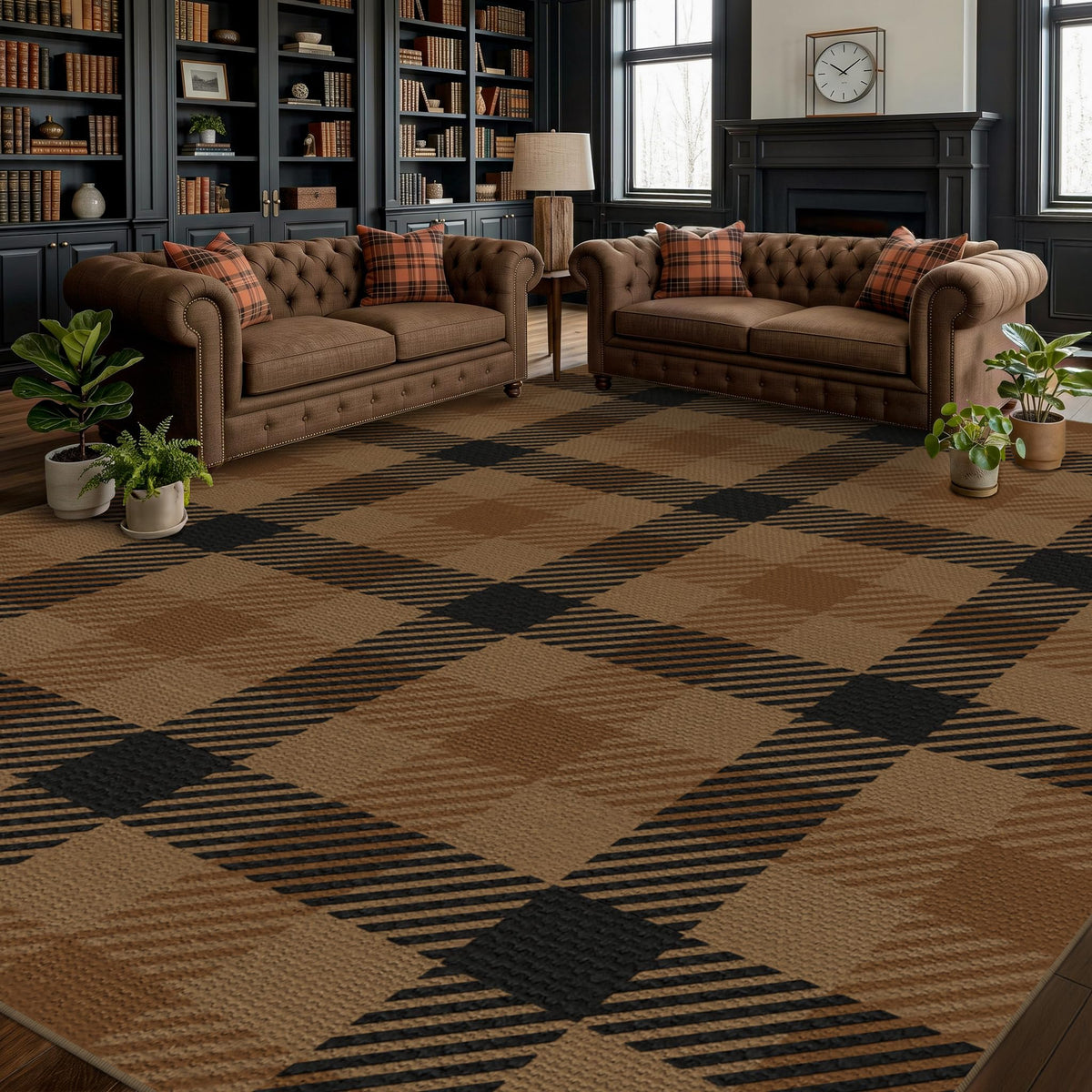 JTJ Easy Jute 3x5 Outdoor Rug for Front Porch, Washable Sage Green Plaid