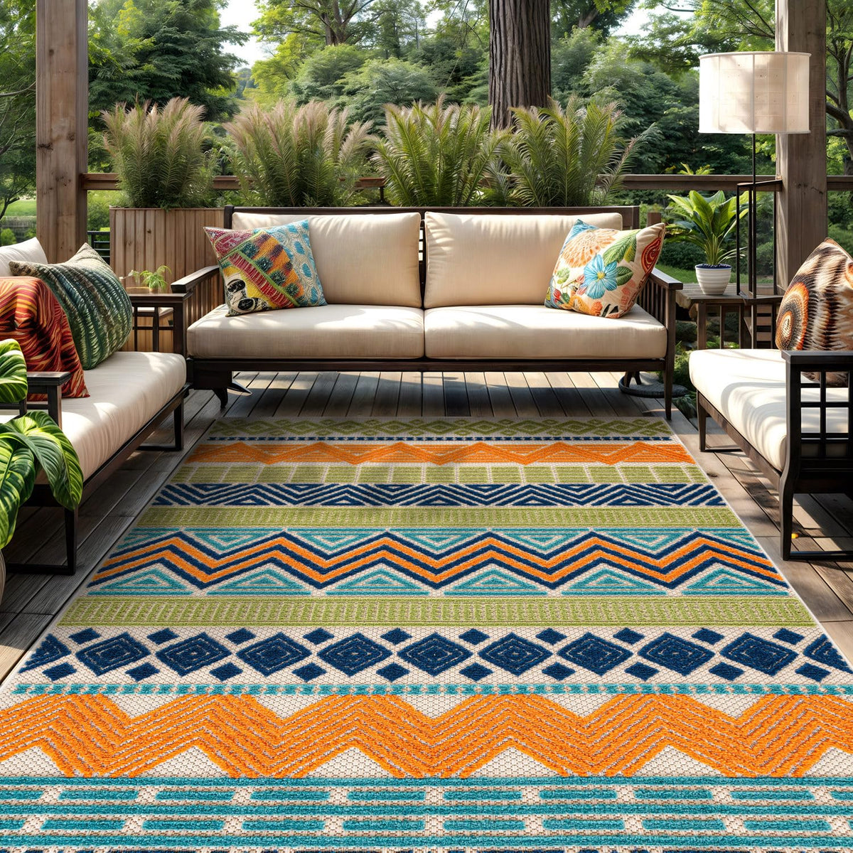 Rugshop Marbella Indoor/Outdoor Contemporary Boho Area Rug Gray 7'10" x 10'