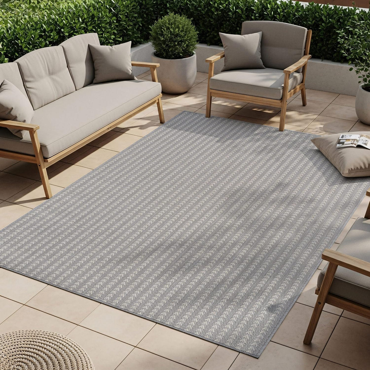 Washable Outdoor Rug 8x10 Modern Area Rugs Outdoor Carpets Bordered Pattern Non Shedding Waterproof Easy Clean Patio Deck Porch Living Room Bedroom Garden RV (8 X 10 Blue)