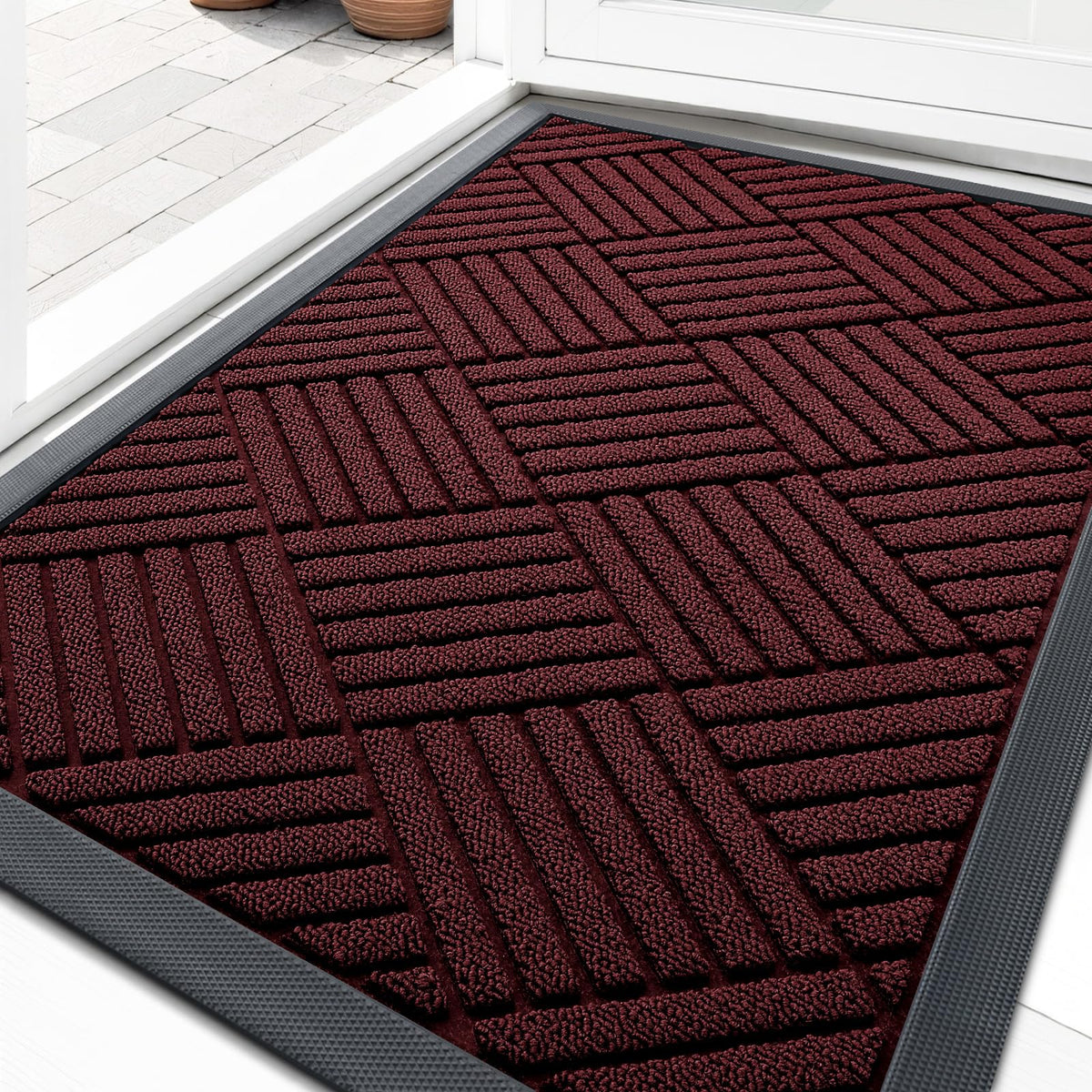 OLANLY Front Door Mat Outside Entrance, Waterproof Heavy-Duty Doormat
