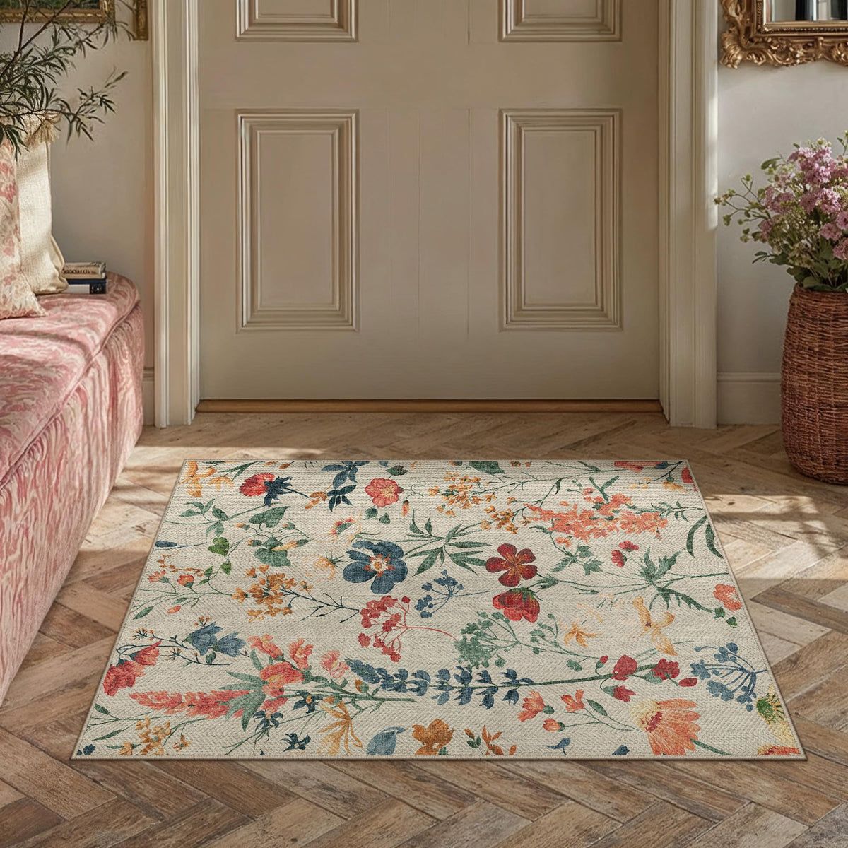 PureCozy Outdoor Paito Rug 8x10 Easy Jute Neutral Area Rug Washable Carpet