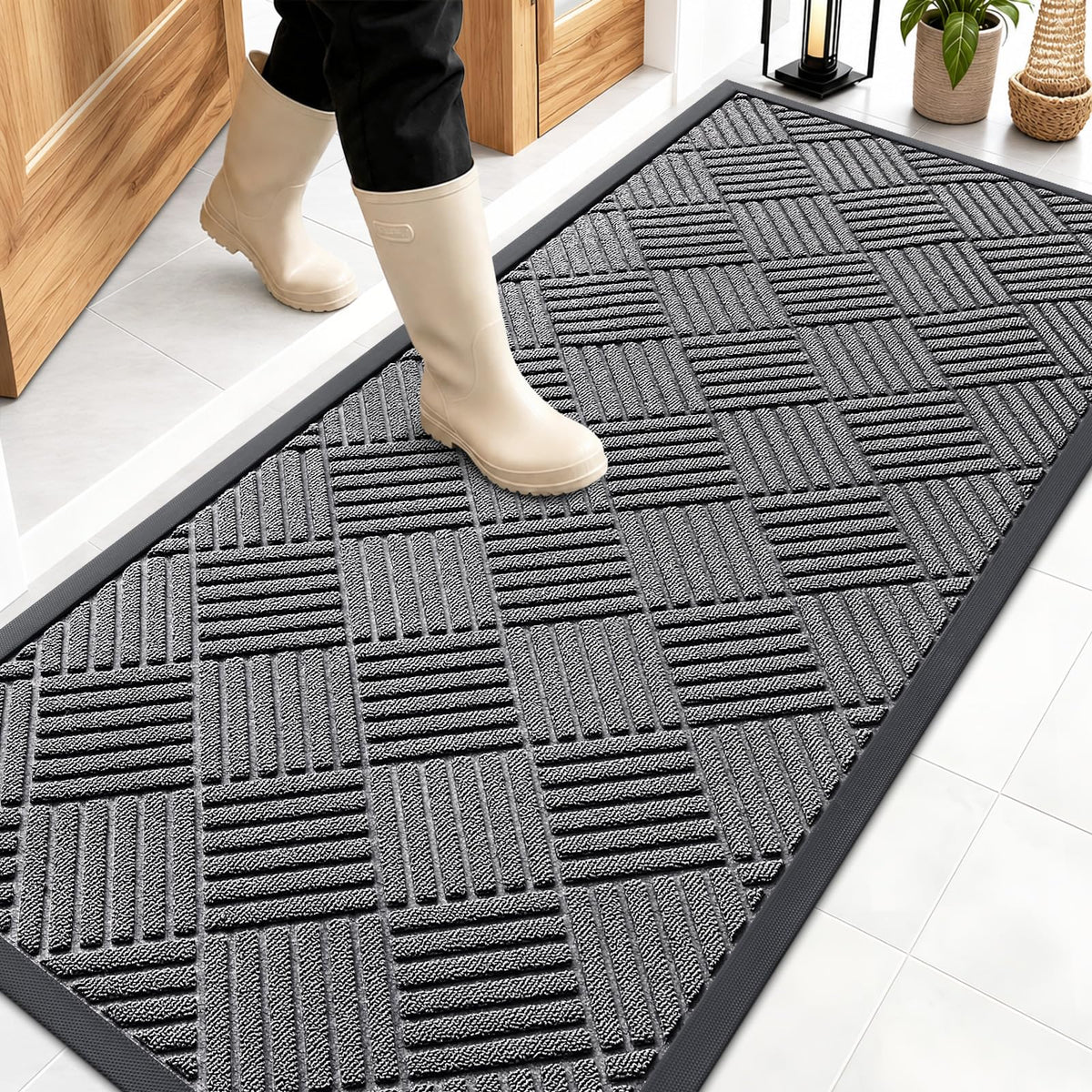 OLANLY Front Door Mat Outside Entrance, Waterproof Heavy-Duty Doormat