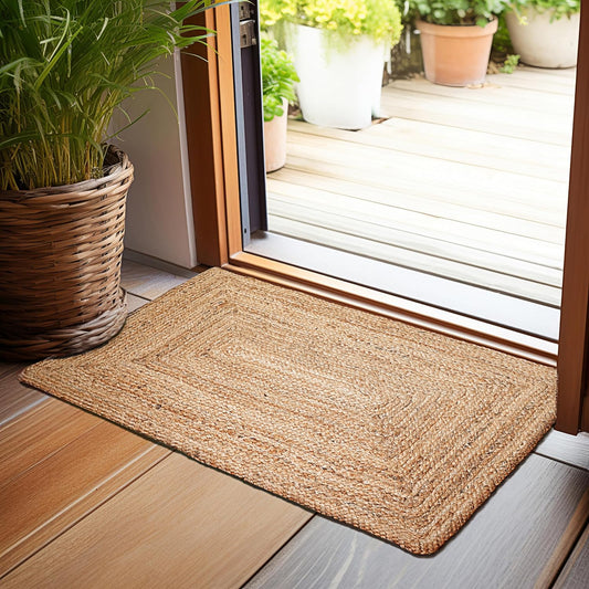 Hausattire Jute Braided Woven Kitchen Rug 2x3 Feet - Natural
