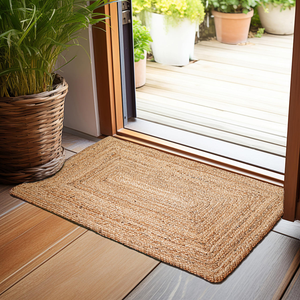 Hausattire Jute Braided Woven Kitchen Rug 2x3 Feet - Natural