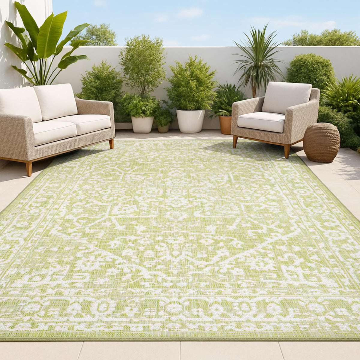 JONATHAN Y Boho Medallion Indoor Outdoor Area Rug 8X10 Black/Gray, Malta Textured Weave for Backyard, Patio, Porch, Easy-Cleaning, High Traffic, Pet-Friendly, Non-Shedding (SMB104C-8)