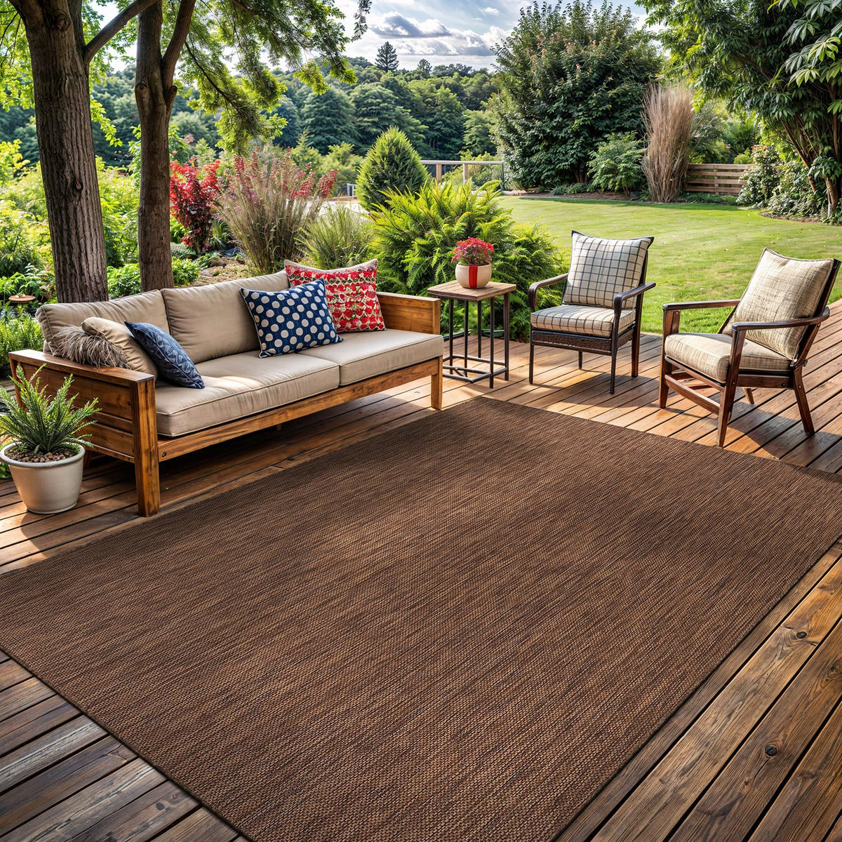 Washable Indoor Outdoor Rug 9x12 Weather Resistant Area Rugs Modern Solid for Porch Deck Balcony Backyard Patio Outside Carpet (9 X 12 Aqua Blue)