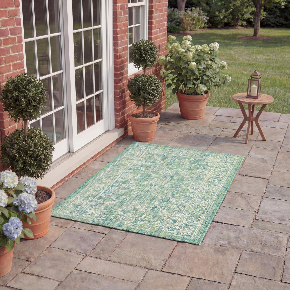 SAFAVIEH Courtyard Collection 8' x 10' Turquoise CY8680 Indoor/ Outside Waterproof Easy cleansingPatio Backyard Mudroom Area Mat