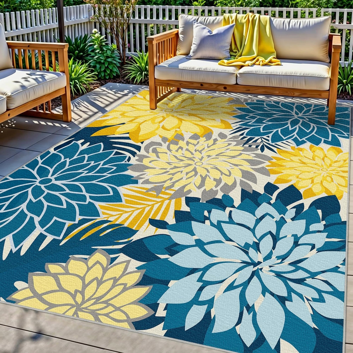 Arenarug Outdoor Rug Waterproof, Washable Patio Rug for Deck, 5x8, Colorful