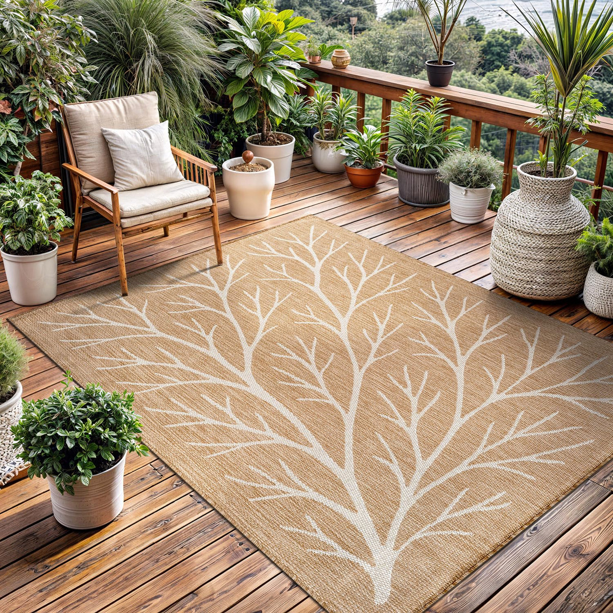 Washable Indoor Outdoor Rug 9x12 Weather Resistant Area Rugs Modern Solid for Porch Deck Balcony Backyard Patio Outside Carpet (9 X 12 Aqua Blue)