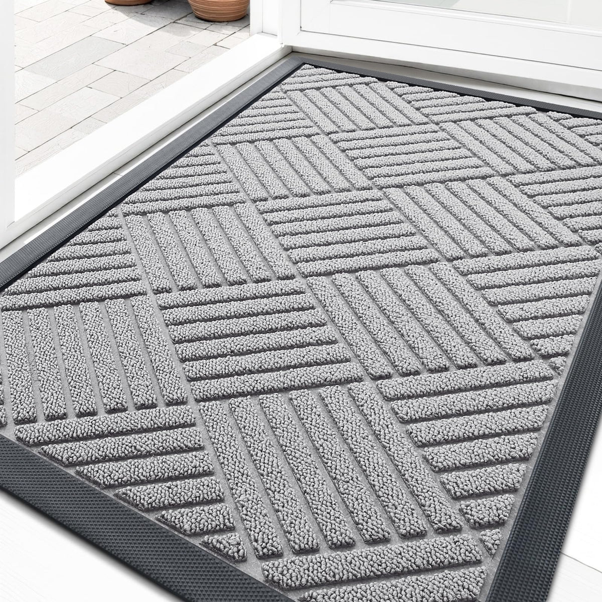 OLANLY Front Door Mat Outside Entrance, Waterproof Heavy-Duty Doormat