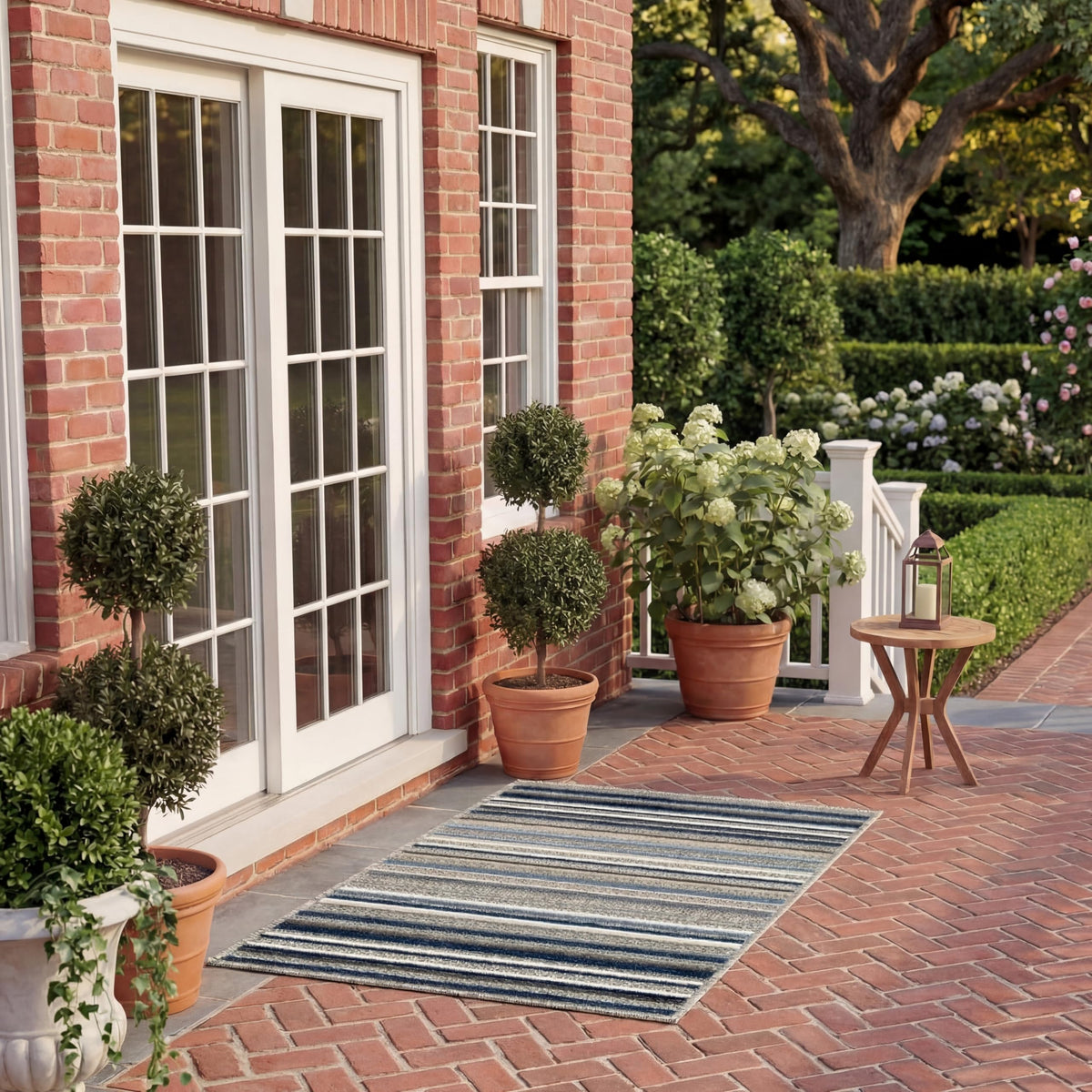 SAFAVIEH Washable Rug Outdoor Cabana Collection - 8' x 10', Ivory & Green, Non-Shedding & Easy to Clean, Ideal for Patio, Backyard, Mudroom (CBN323A)