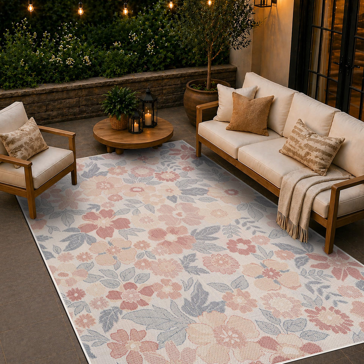 Loom&Crate Washable Indoor Outdoor Area Rug 12x15, Patio Rug, Red Orven