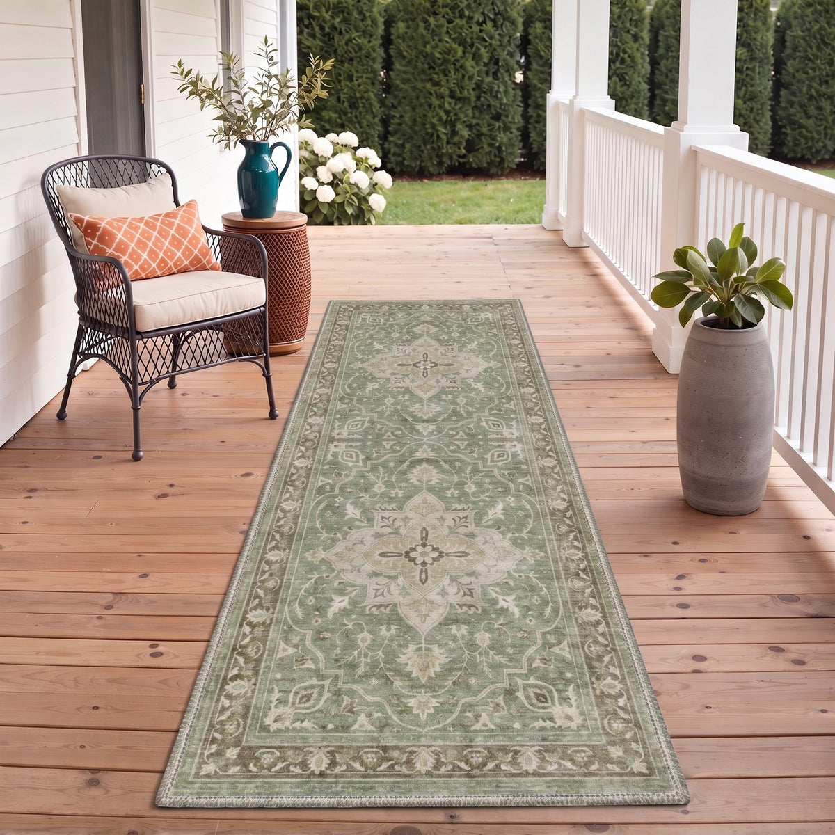GENIMO 5x8 Outdoor Rug, Washable for Patio and Deck, Light Blue