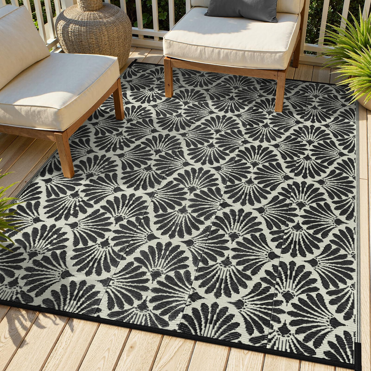 Lahome Extra Large Outdoor Rug 8x10 Patio Waterproof,Reversible Camping Rug