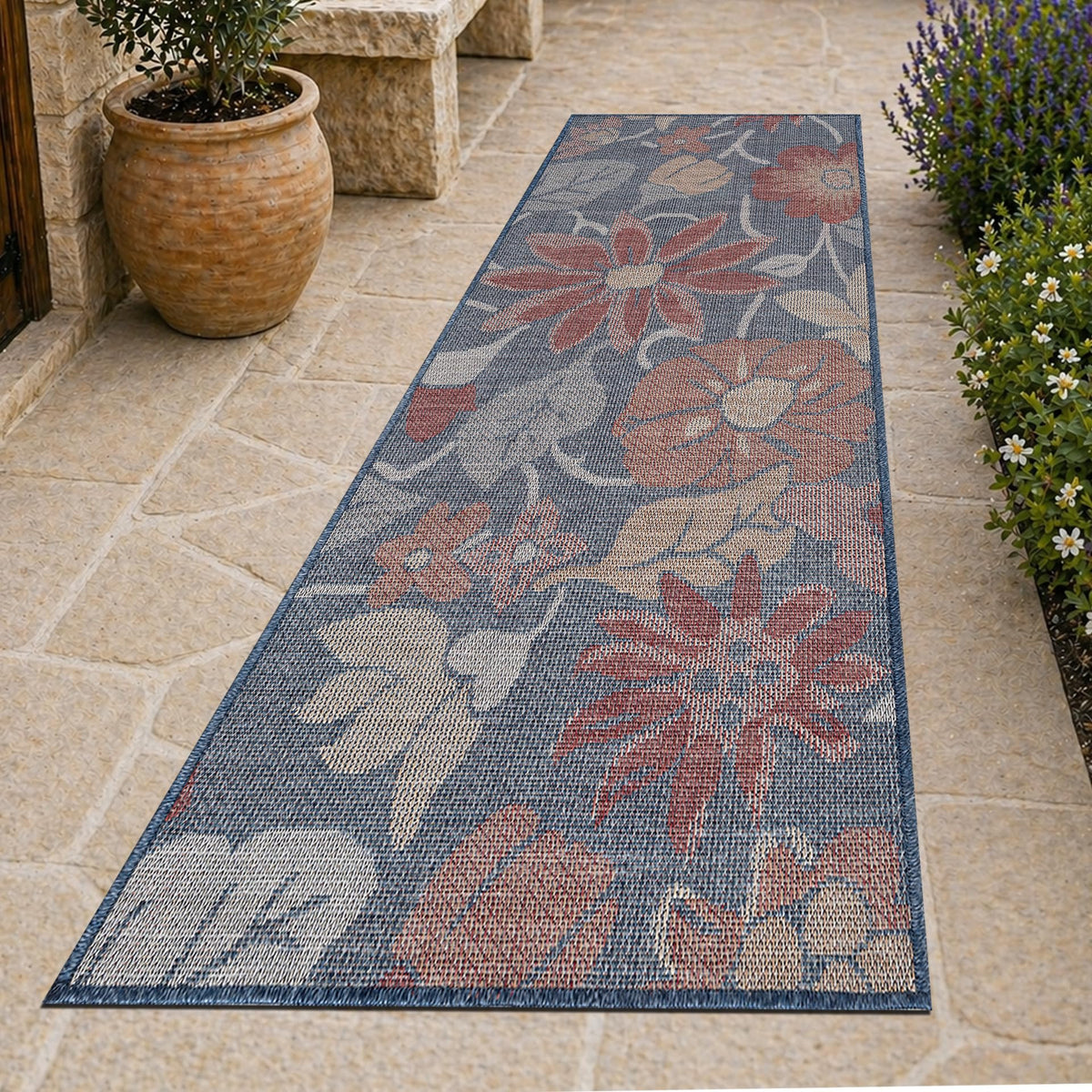Loom&Crate Washable Indoor Outdoor Area Rug 12x15, Patio Rug, Red Orven