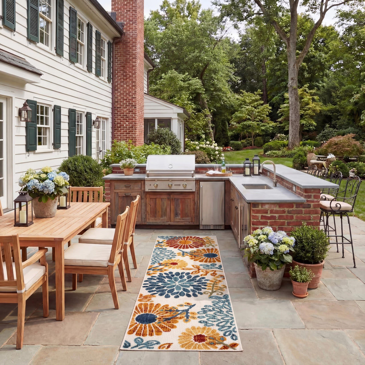 SAFAVIEH Cabana Outdoor Area Rug 8'x10', Modern Cream & Red CBN832A