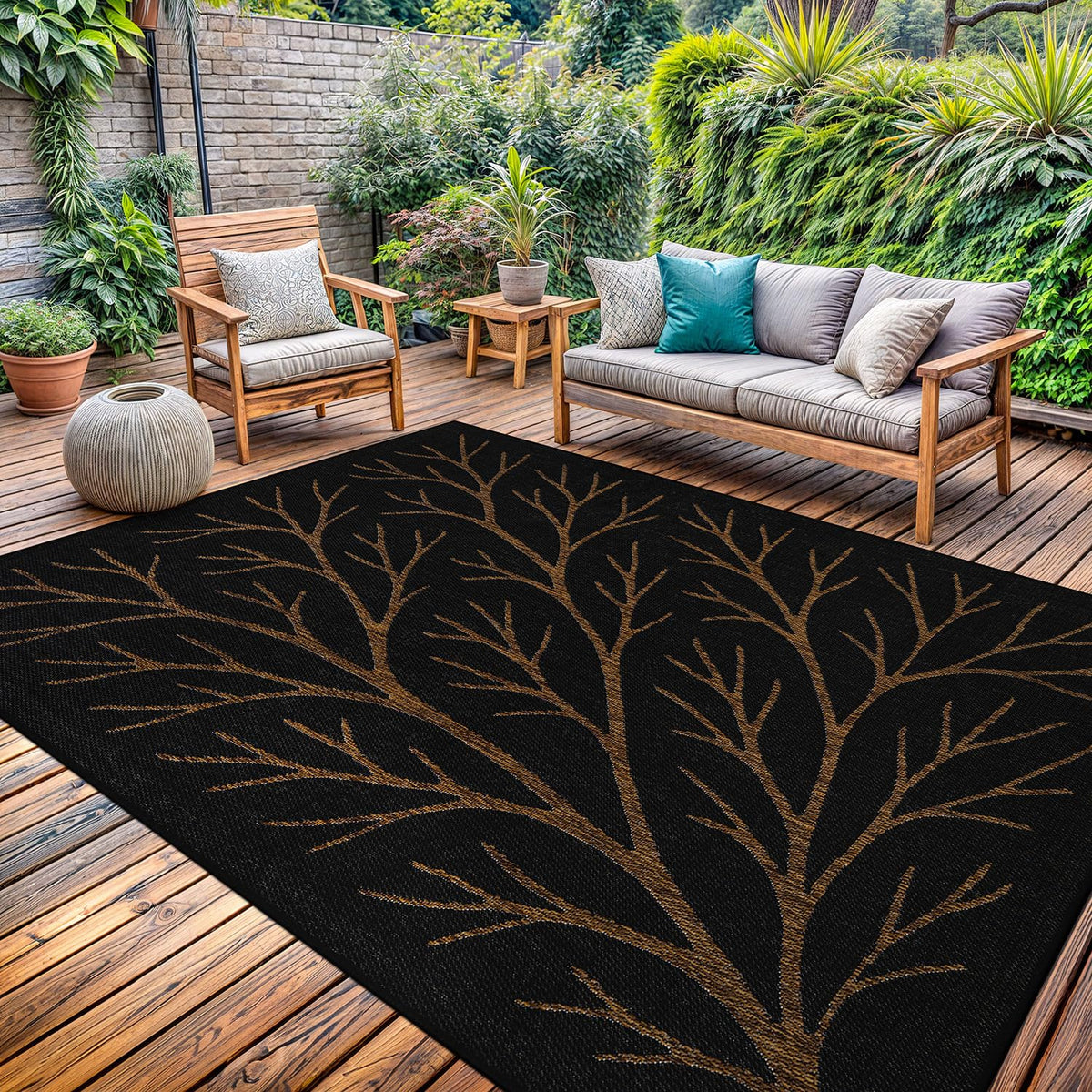 Washable Indoor Outdoor Rug 9x12 Weather Resistant Area Rugs Modern Solid for Porch Deck Balcony Backyard Patio Outside Carpet (9 X 12 Aqua Blue)