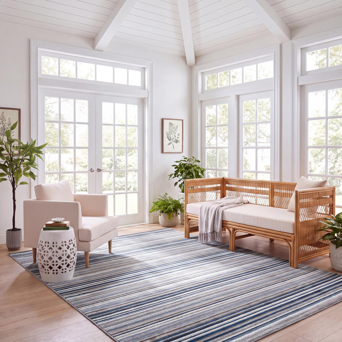 SAFAVIEH Washable Rug Outdoor Cabana Collection - 8' x 10', Ivory & Green, Non-Shedding & Easy to Clean, Ideal for Patio, Backyard, Mudroom (CBN323A)